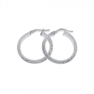 petsios Silver hoops with meander (26mm)