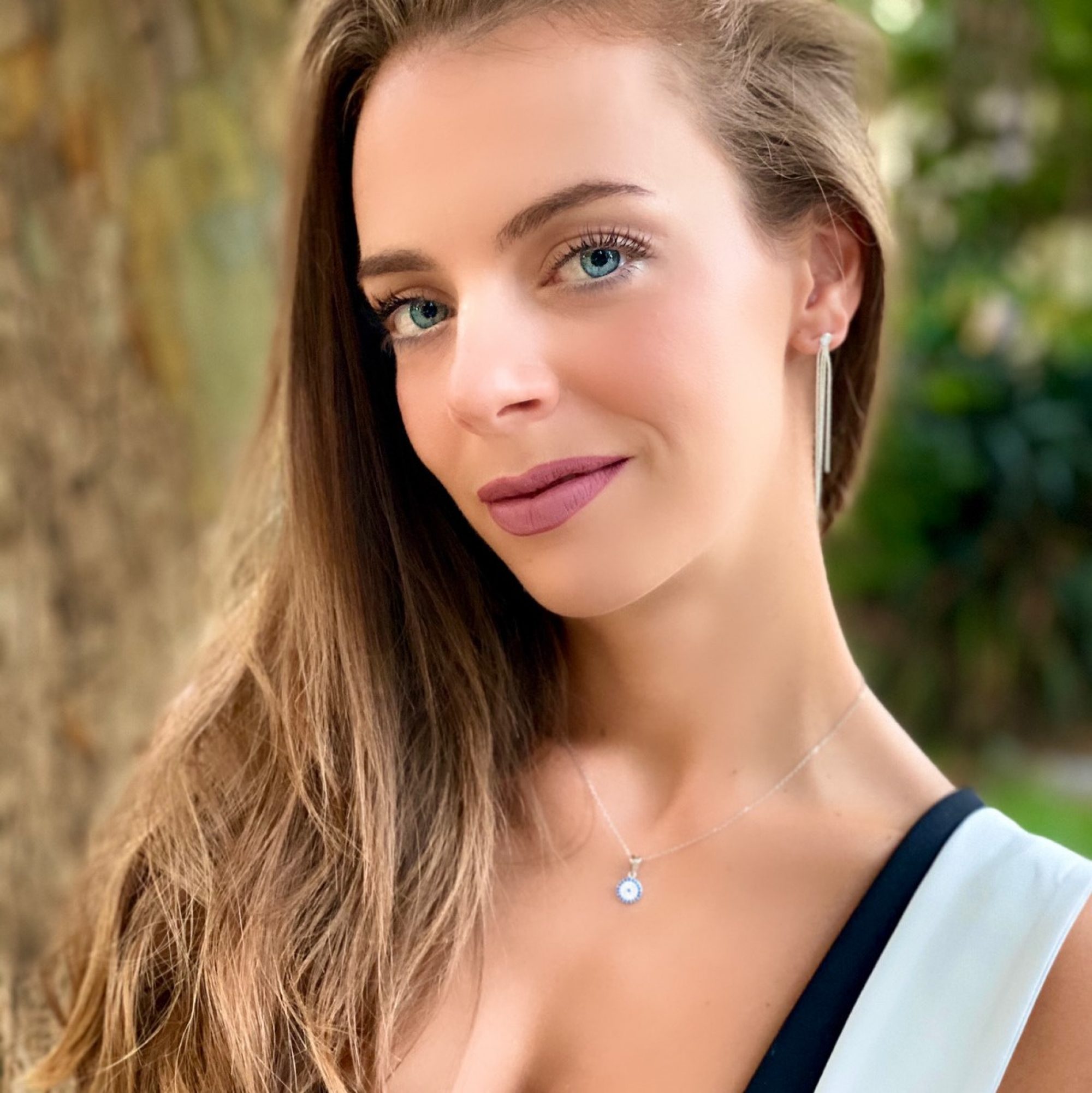 Κολιέ μάτι με πέτρες ζιργκόν