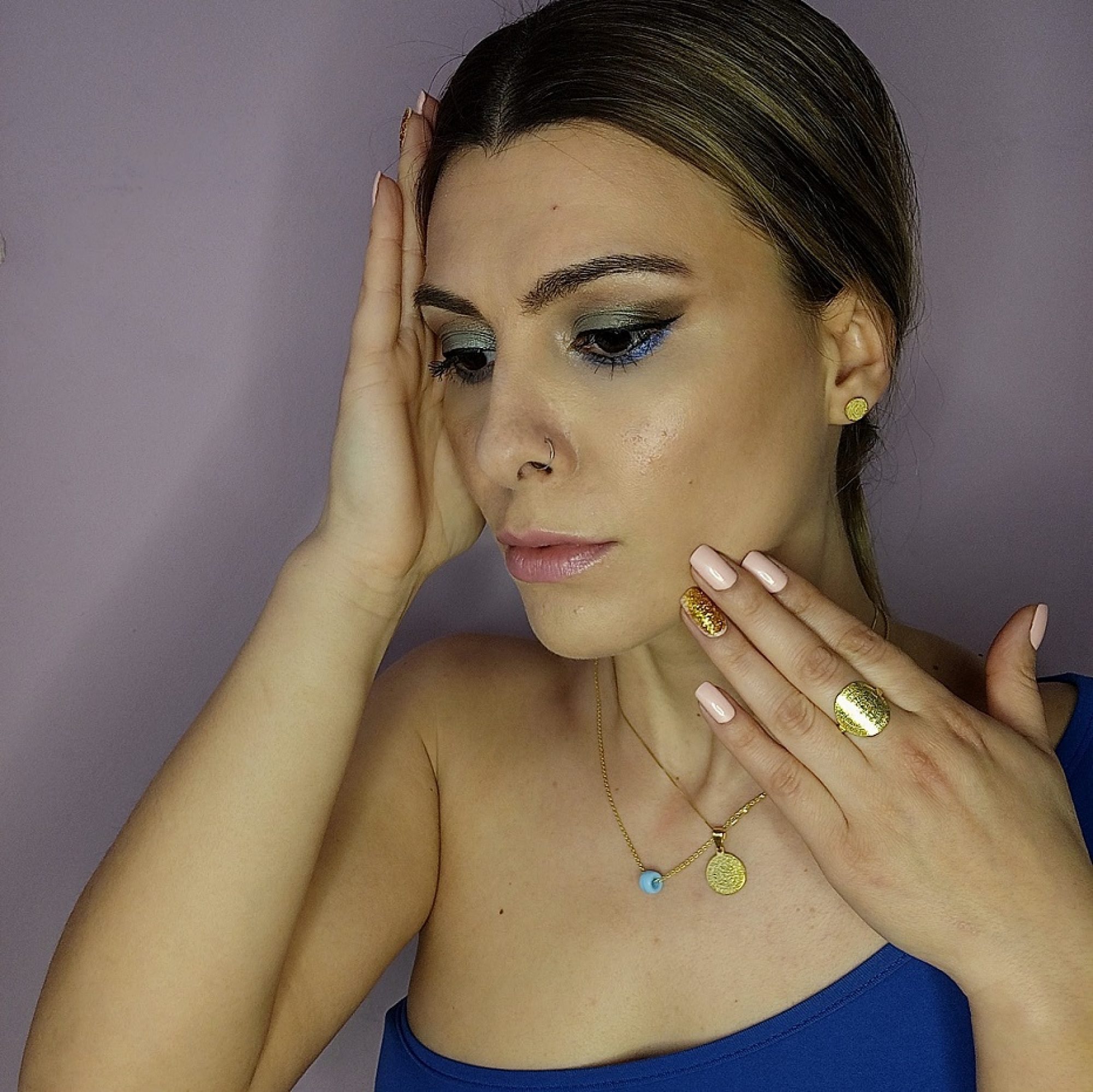 Σκουλαρίκια δίσκος της Φαιστού καρφωτά επίχρυσα