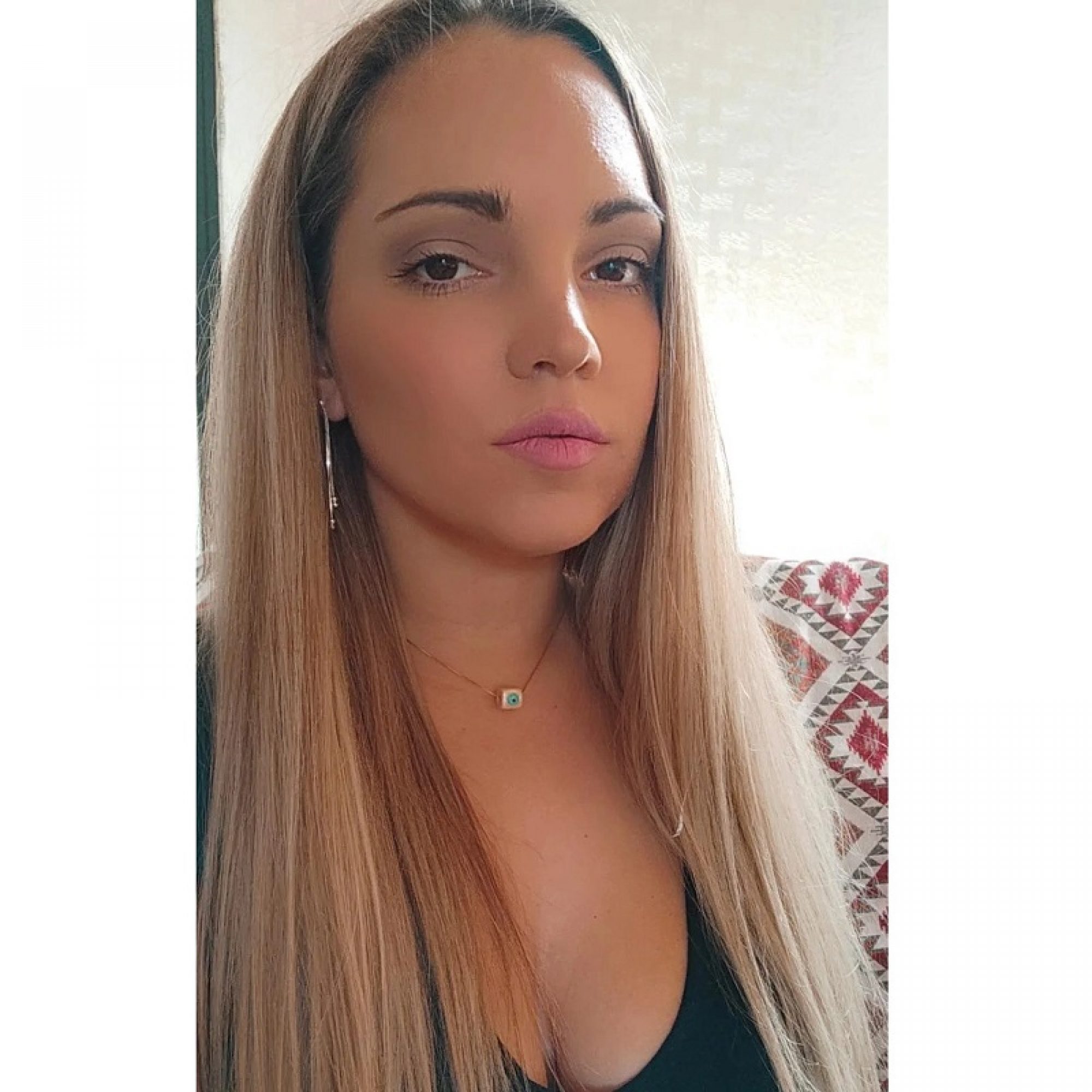 Κολιέ επίχρυσο με ροζ χάντρα μάτι