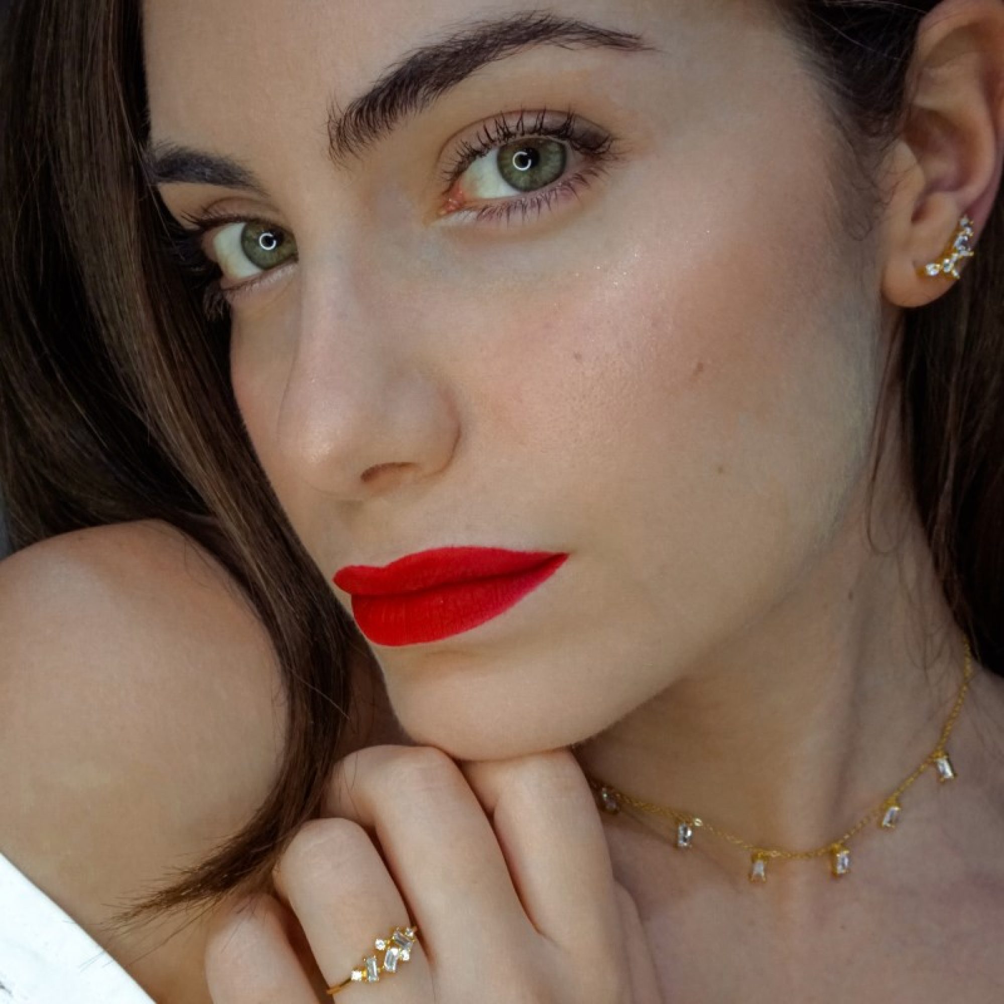 Σκουλαρίκια climbers με πέτρες ζιργκόν επίχρυσα