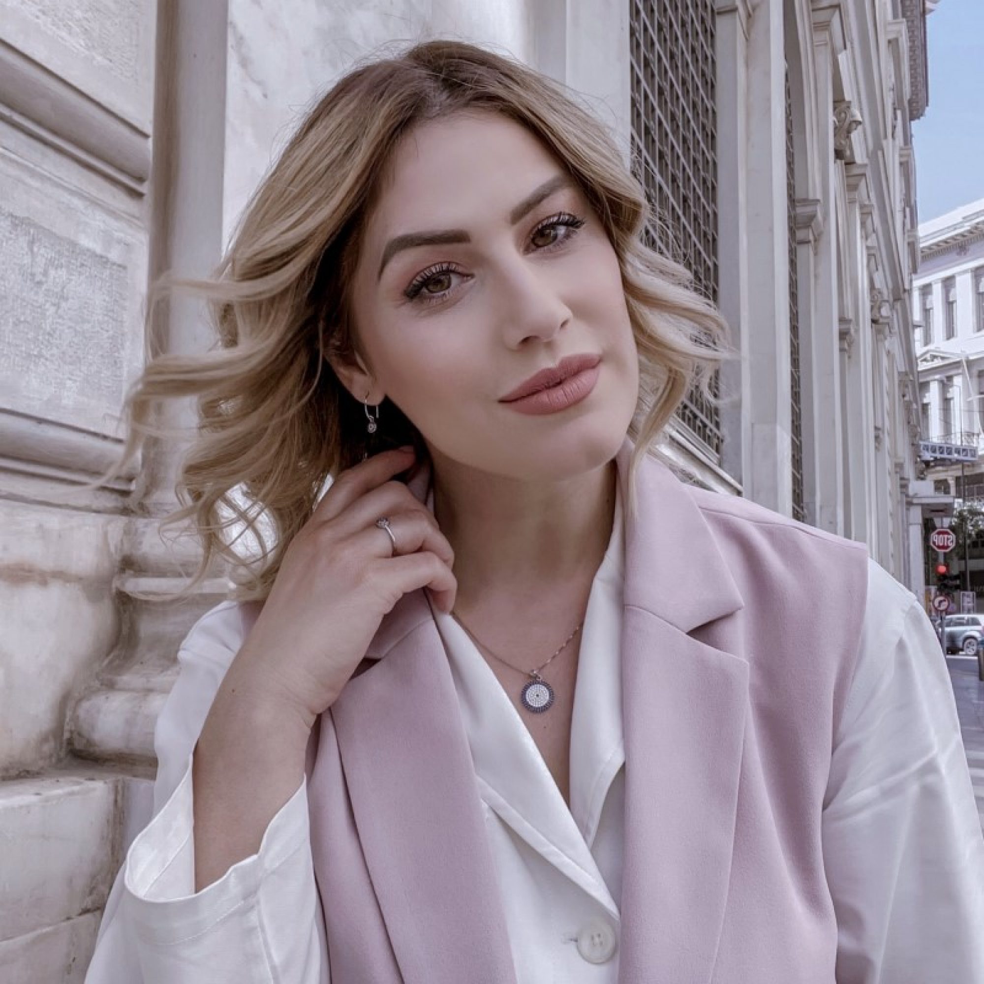 Κολιέ μάτι με πέτρες ζιργκόν