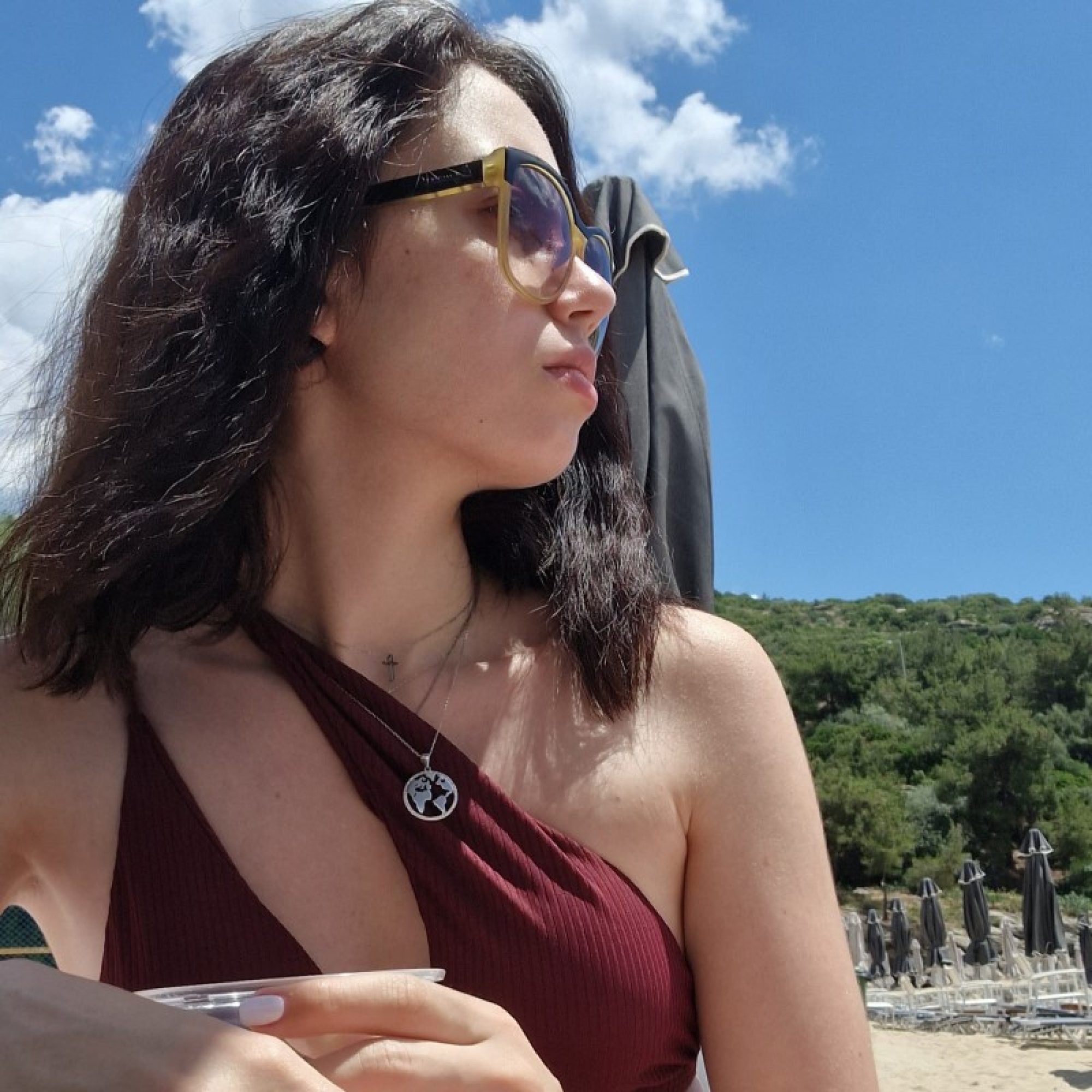 Κολιέ υδρόγειος με ζιργκόν πέτρες