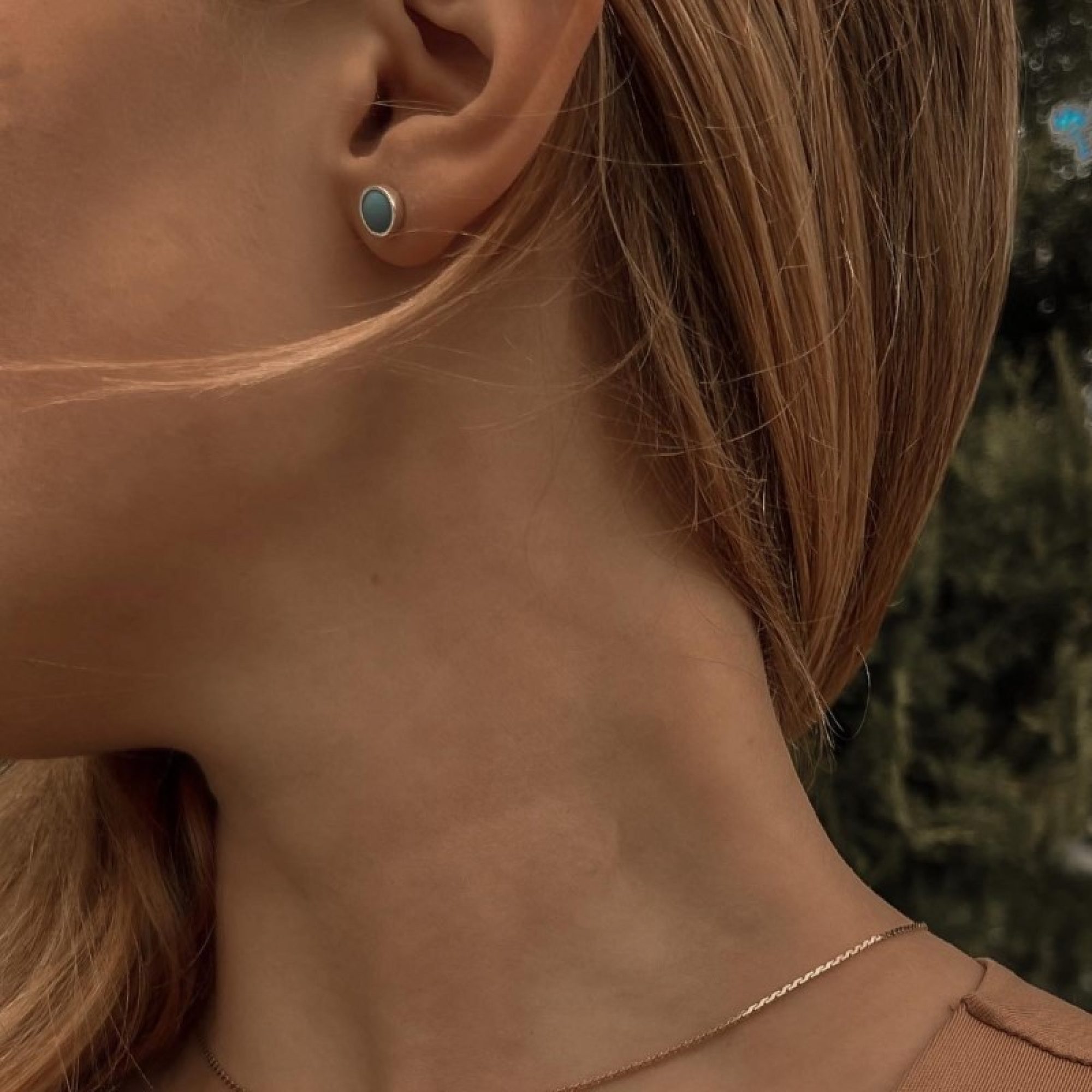 Σκουλαρίκια καρφωτά με πέτρα τιρκουάζ