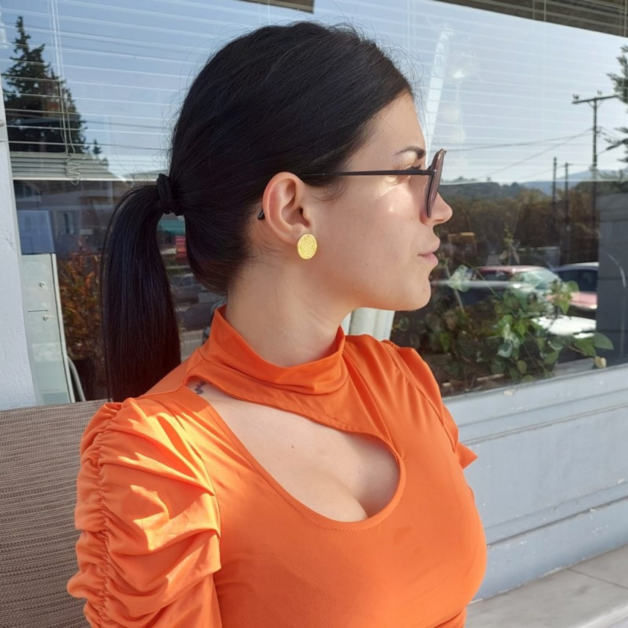 Σκουλαρίκια δίσκος της Φαιστού καρφωτά επίχρυσα