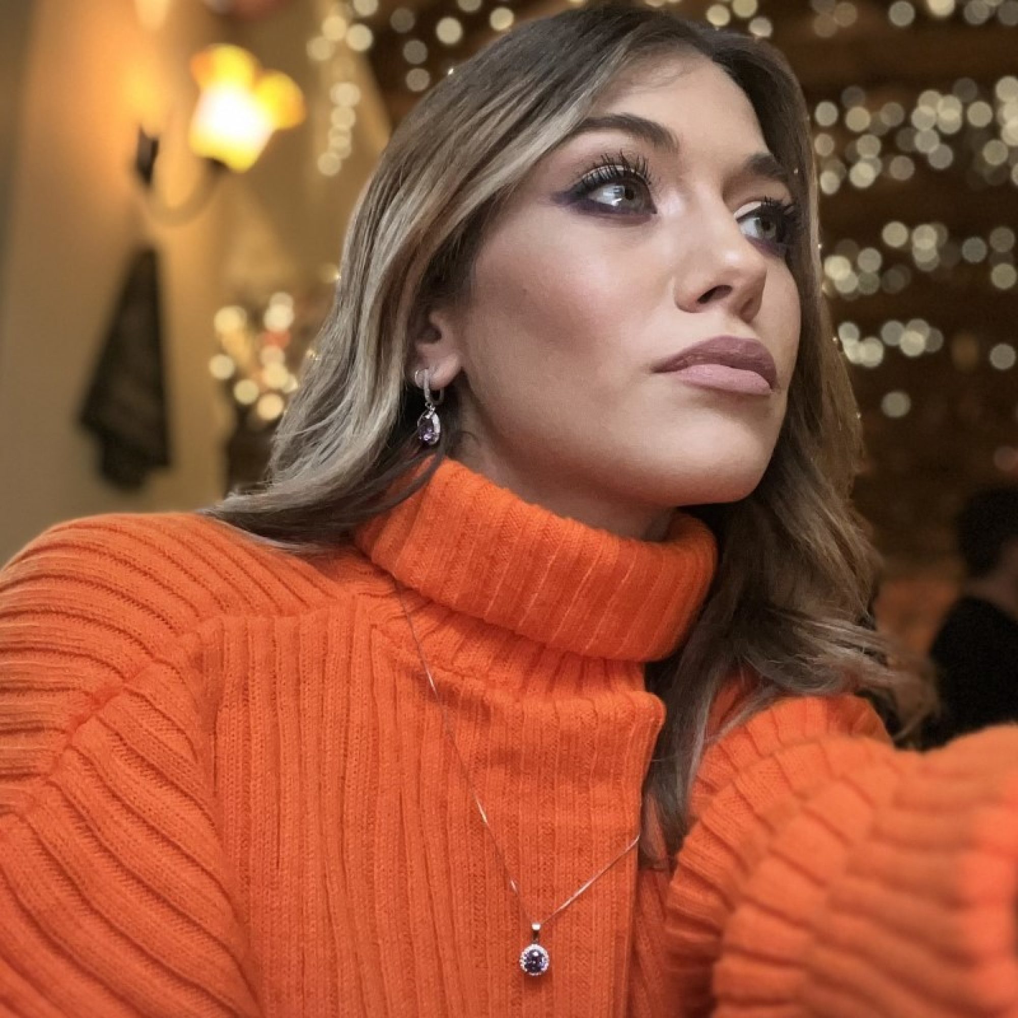 Silver earrings with amethyst and zircon stones