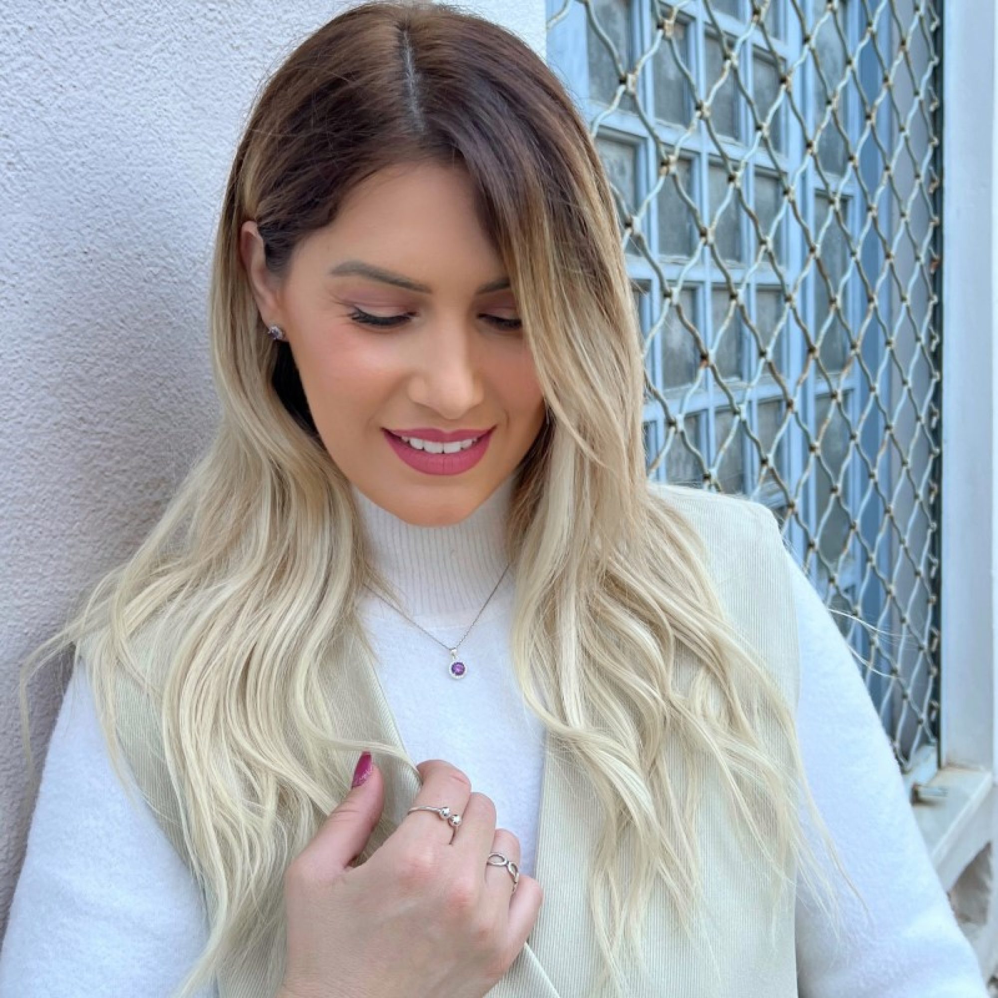 Κολιέ με πέτρες ζιργκόν και αμέθυστο