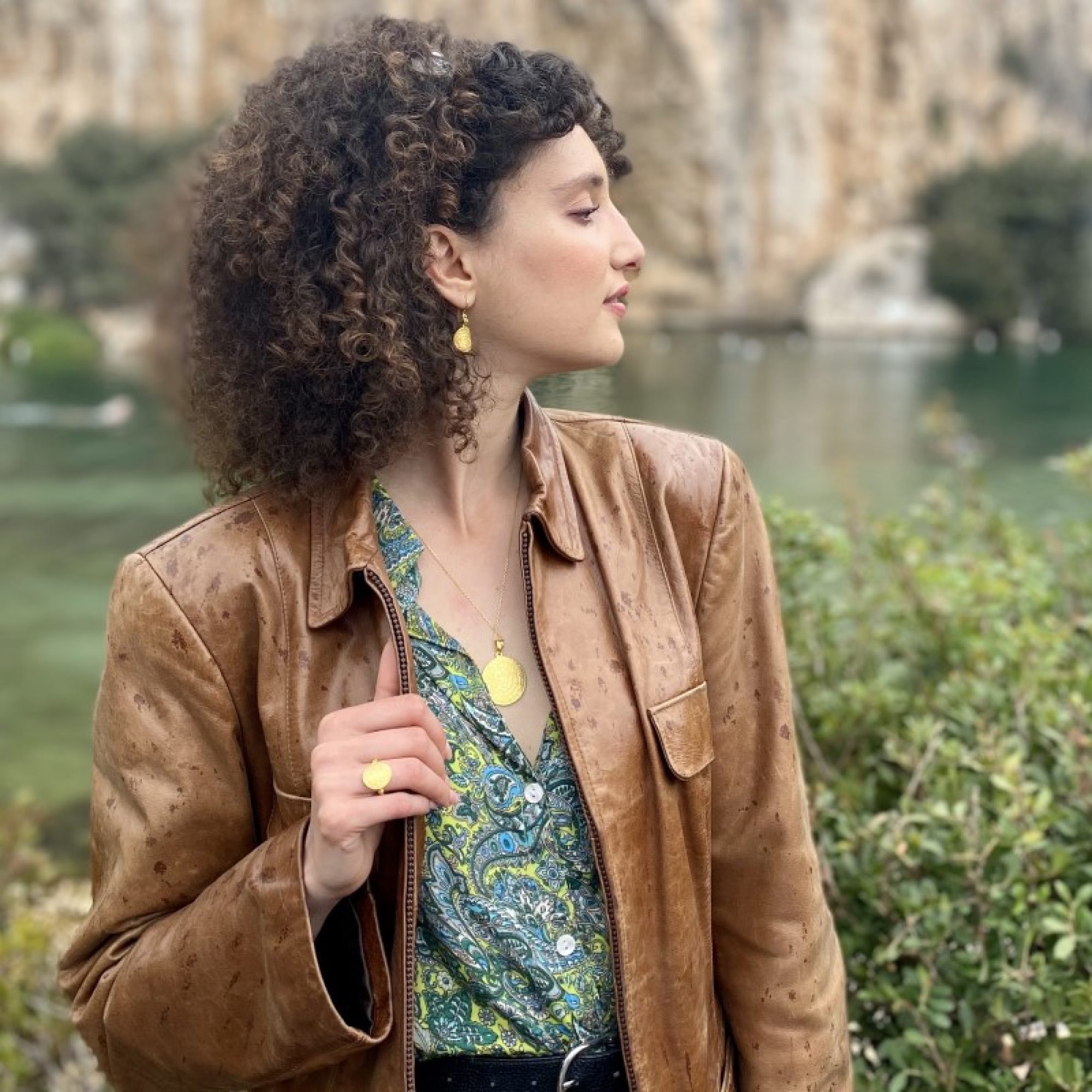 Σκουλαρίκια δίσκος της Φαιστού κρεμαστά επίχρυσα