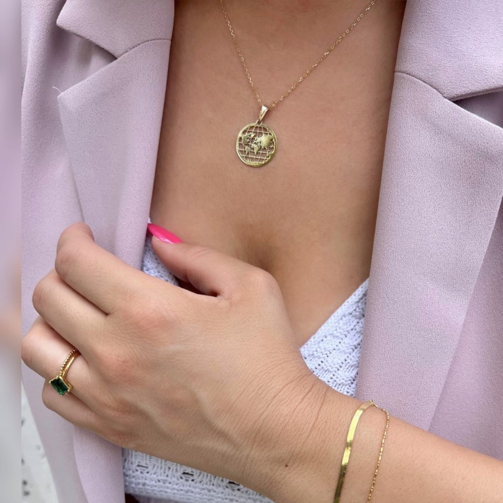 Κολιέ υδρόγειος επίχρυσο