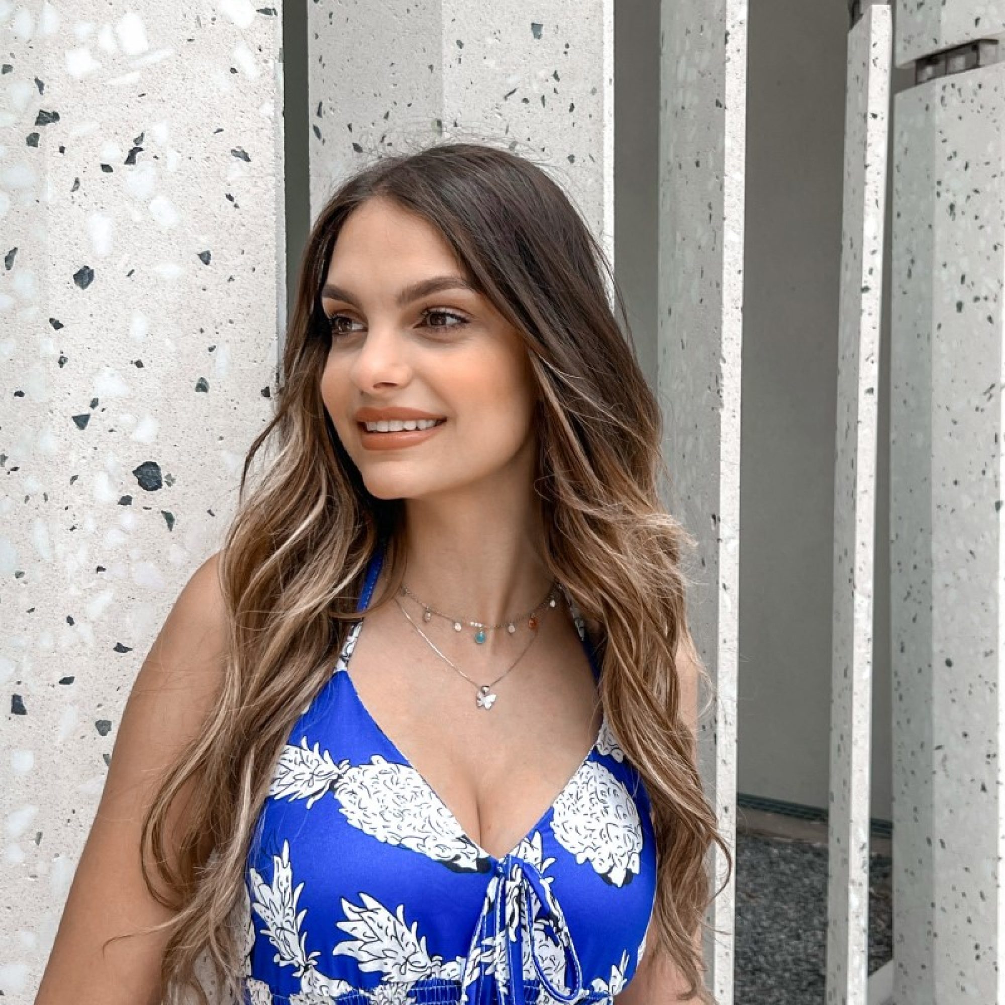 Silver necklace with coloured stones