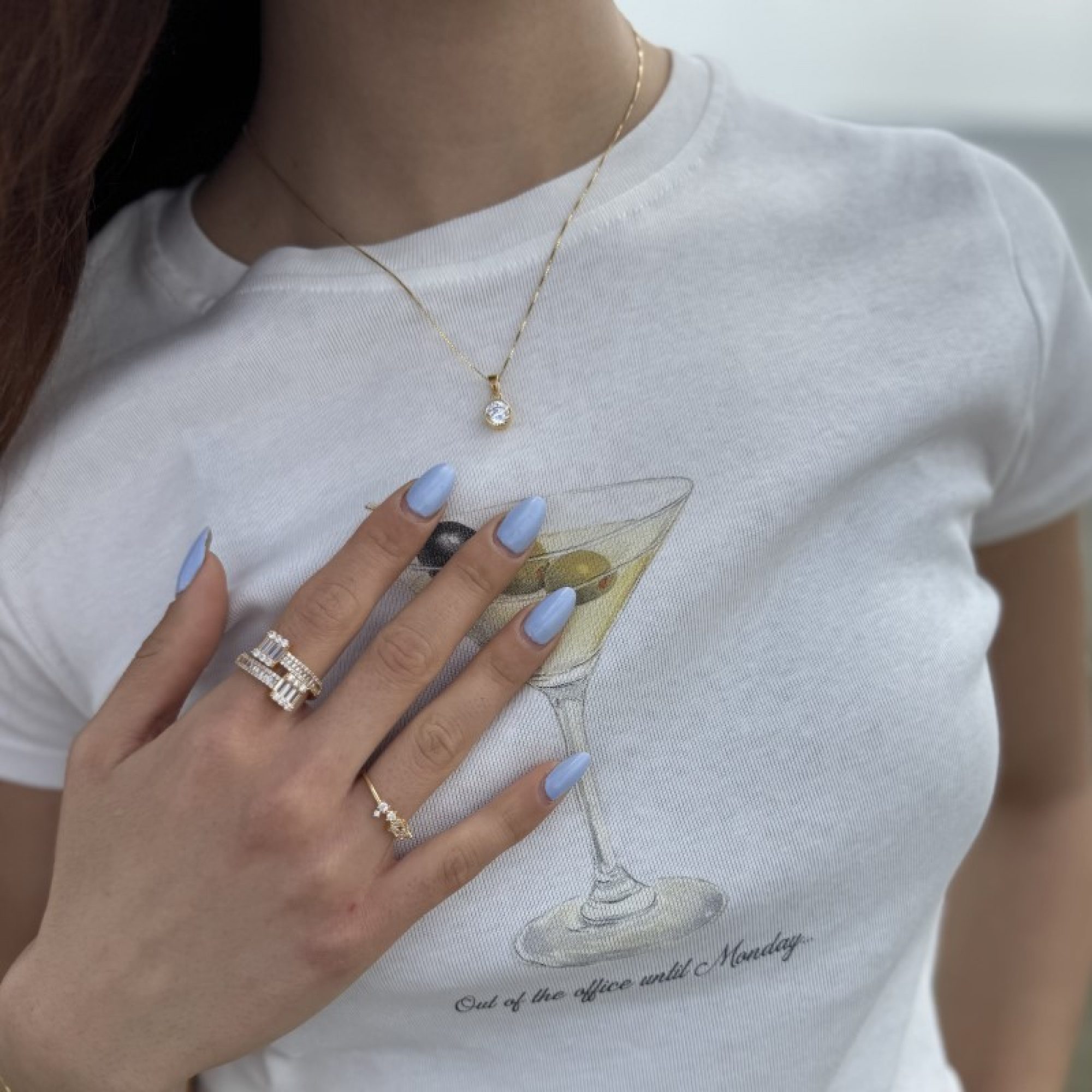 Gold plated single zircon necklace