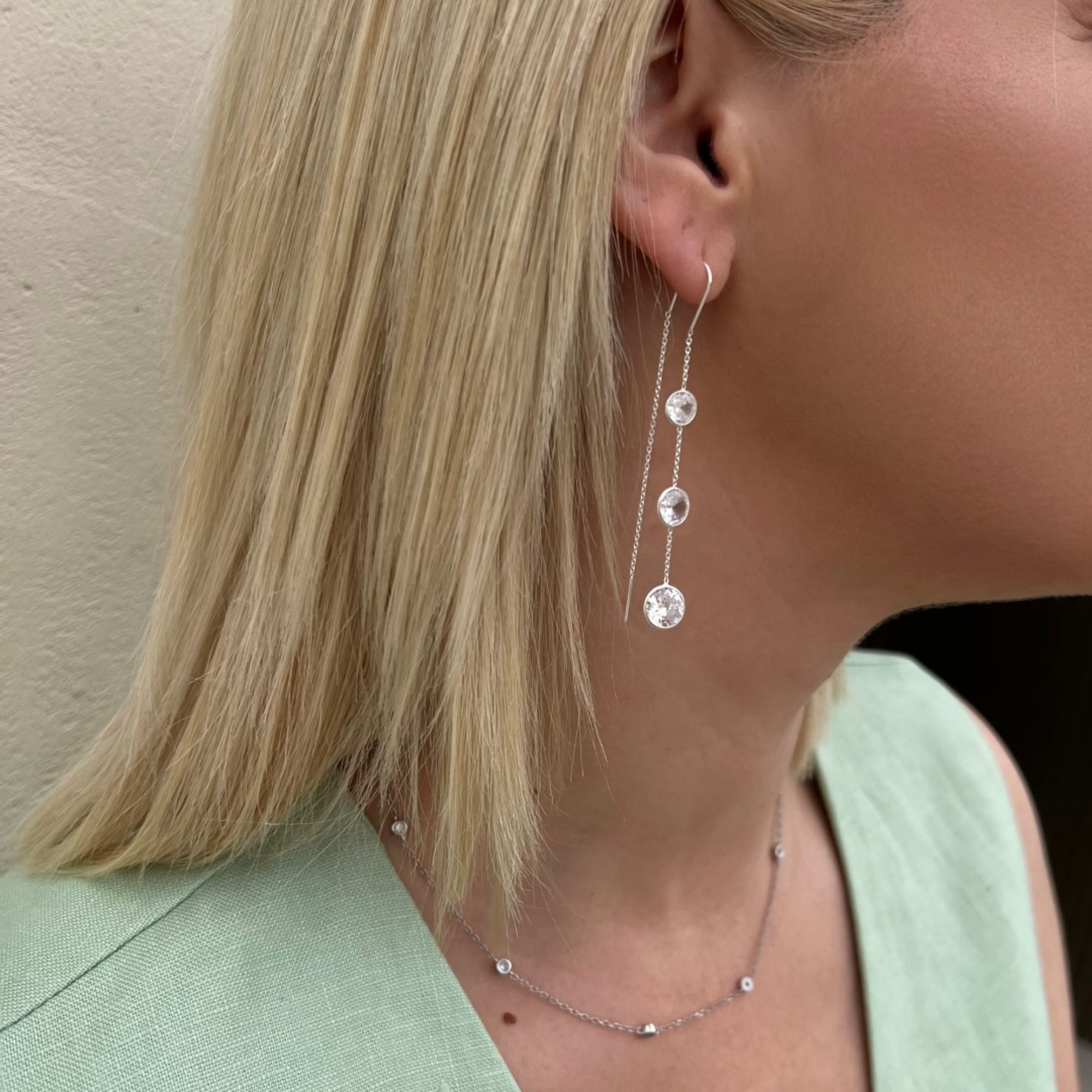 Σκουλαρίκια κρεμαστά με πέτρες ζιργκόν