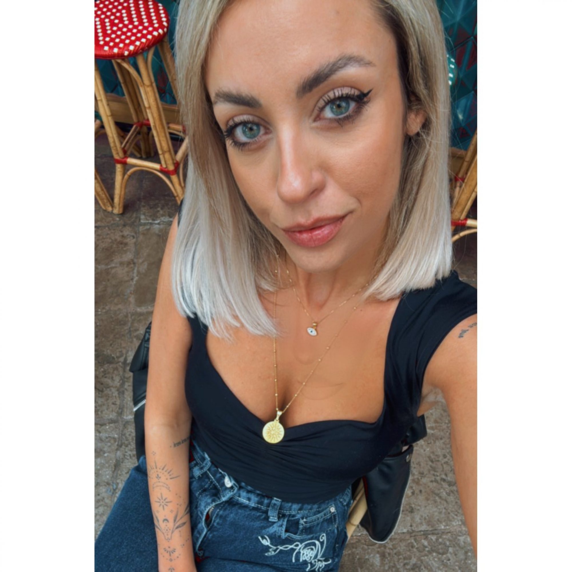 Κολιέ μάτι με πέτρες ζιργκόν και φίλντισι επίχρυσο