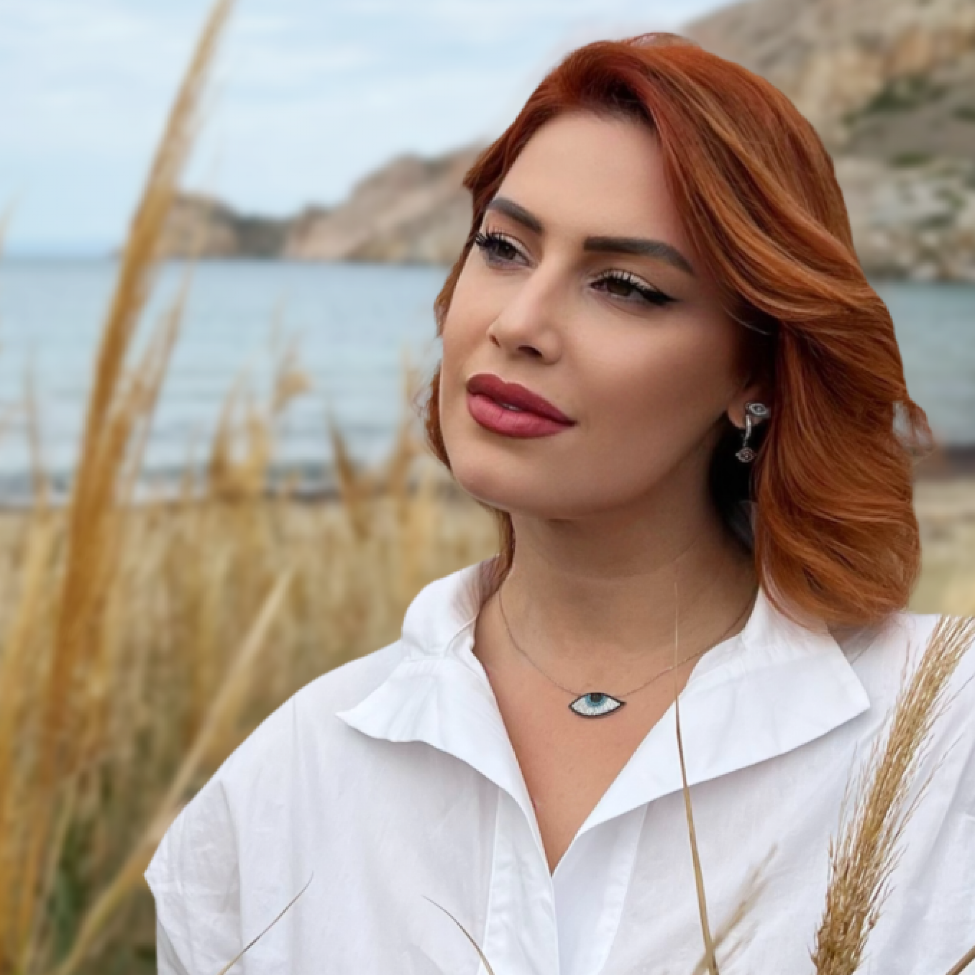 Κολιέ μάτι με πέτρες ζιργκόν