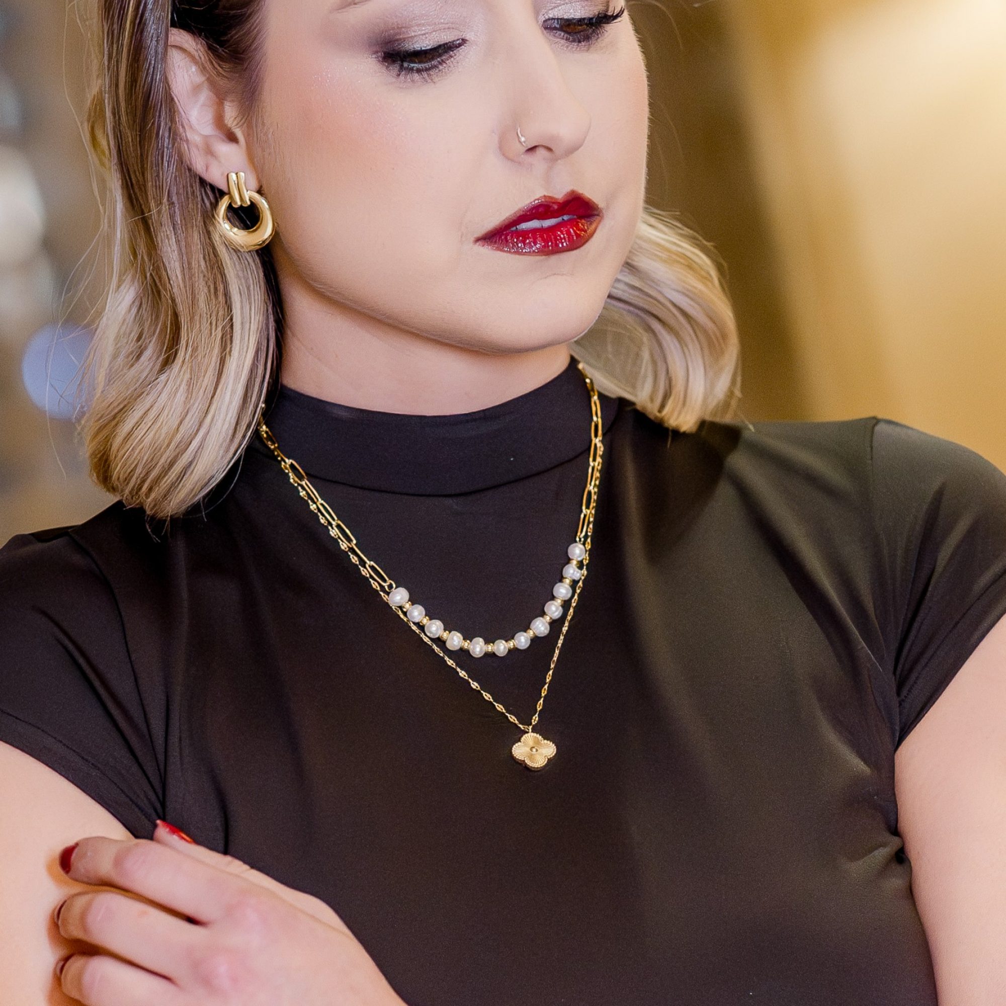 Gold plated steel hoops