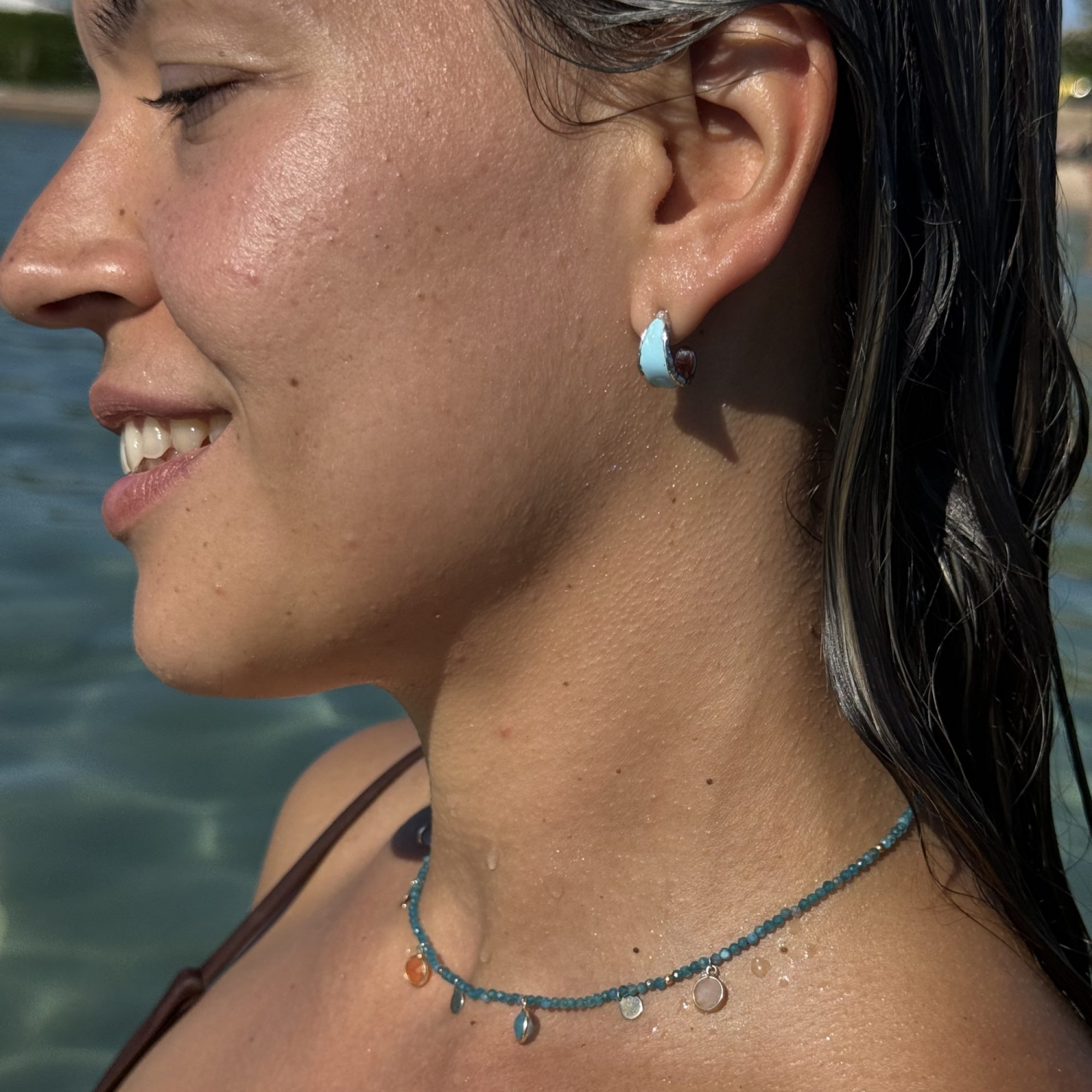 Silver hoops with enamel (14mm)