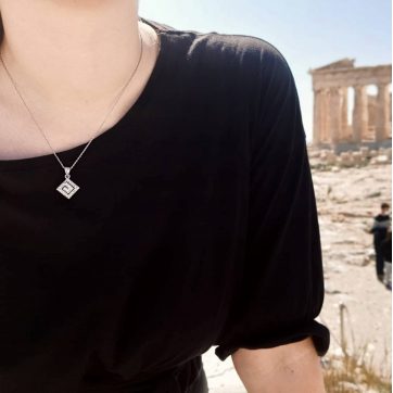 Κολιέ ρόμβος με ζιργκόν πέτρες