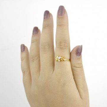 Επίχρυσο δαχτυλίδι με ζιργκόν πέτρες