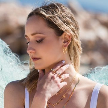 Σκουλαρίκια Ear cuffs αλυσίδα επίχρυσα