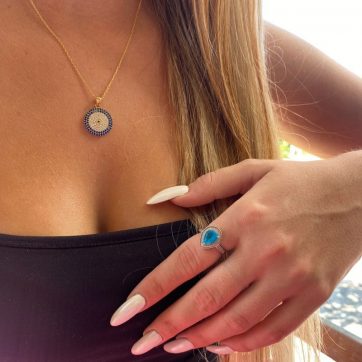 Κολιέ μάτι με πέτρες ζιργκόν επίχρυσο