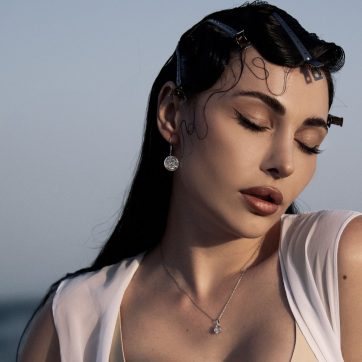 Σκουλαρίκια κρεμαστά με πέτρα ζιργκόν