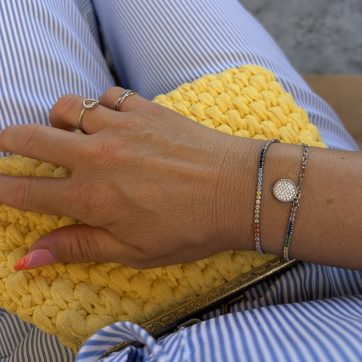 Tennis bracelet with multicoloured zircon stones