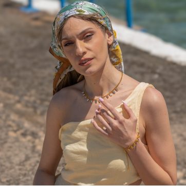 Βραχιόλι επίχρυσο ατσάλι με κρεμαστές πέτρες