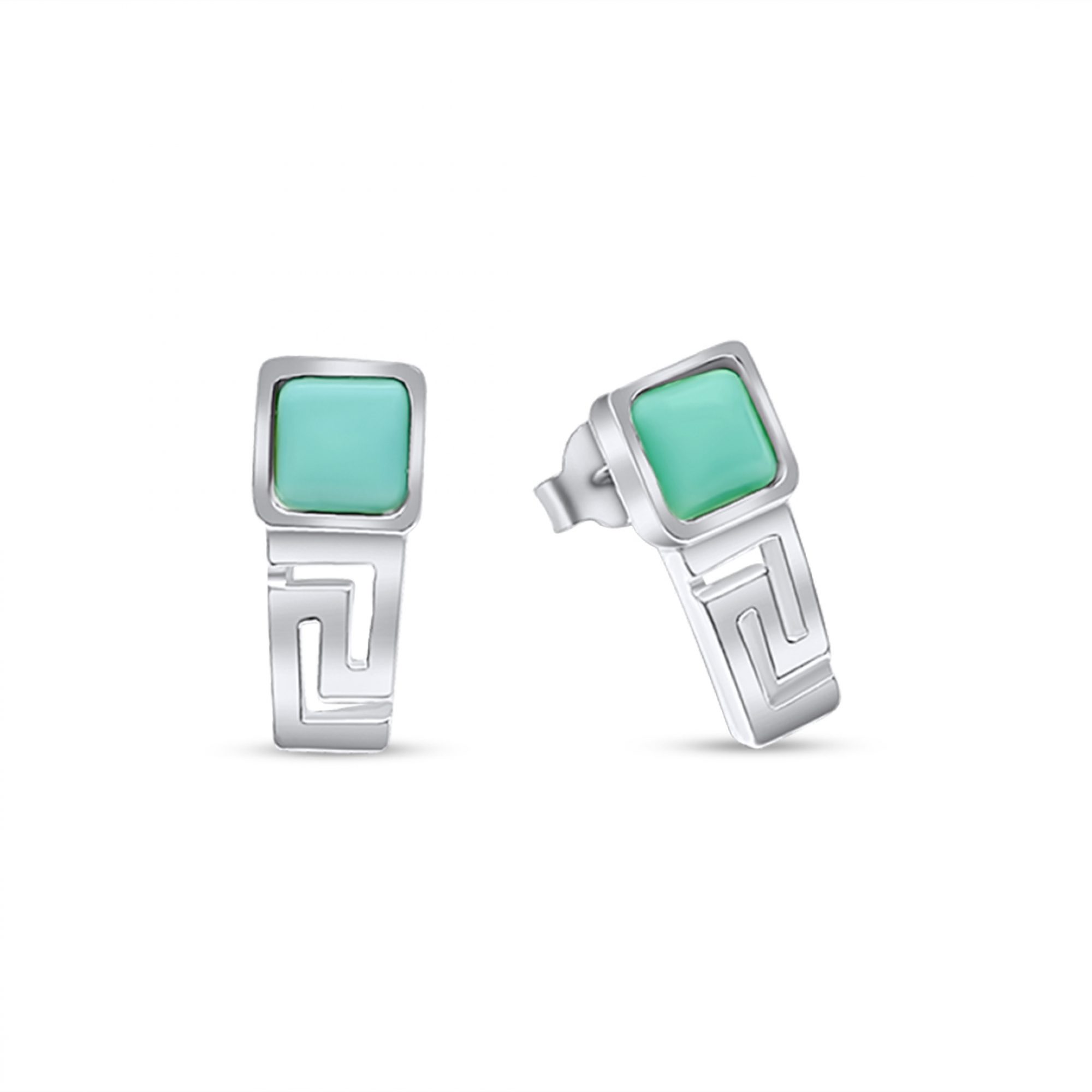 Σκουλαρίκια καρφωτά μαίανδρος με πέτρες τιρκουάζ