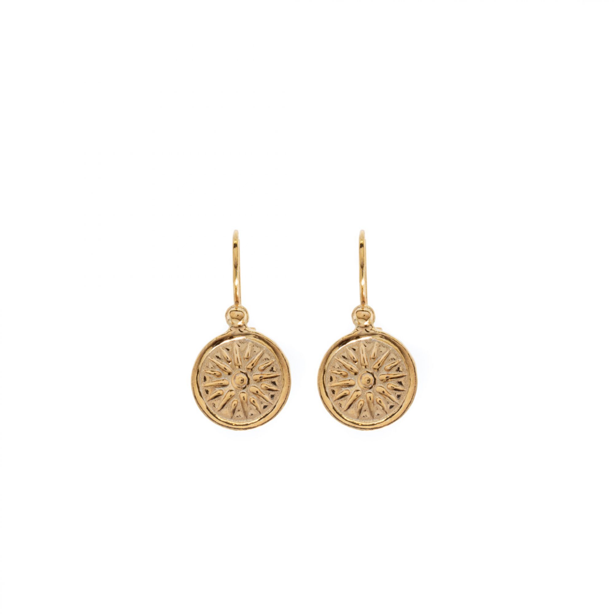 Gold plated Vergina star dangle earrings