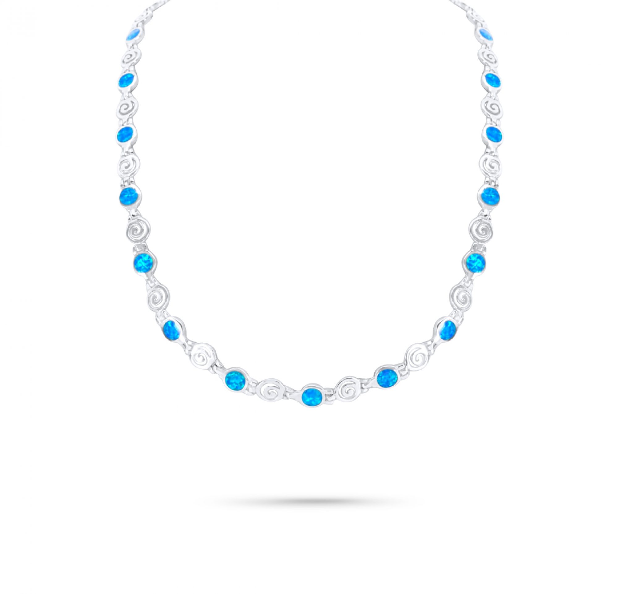 Κολιέ με σπείρες με πέτρες όπαλ και μαίανδρο