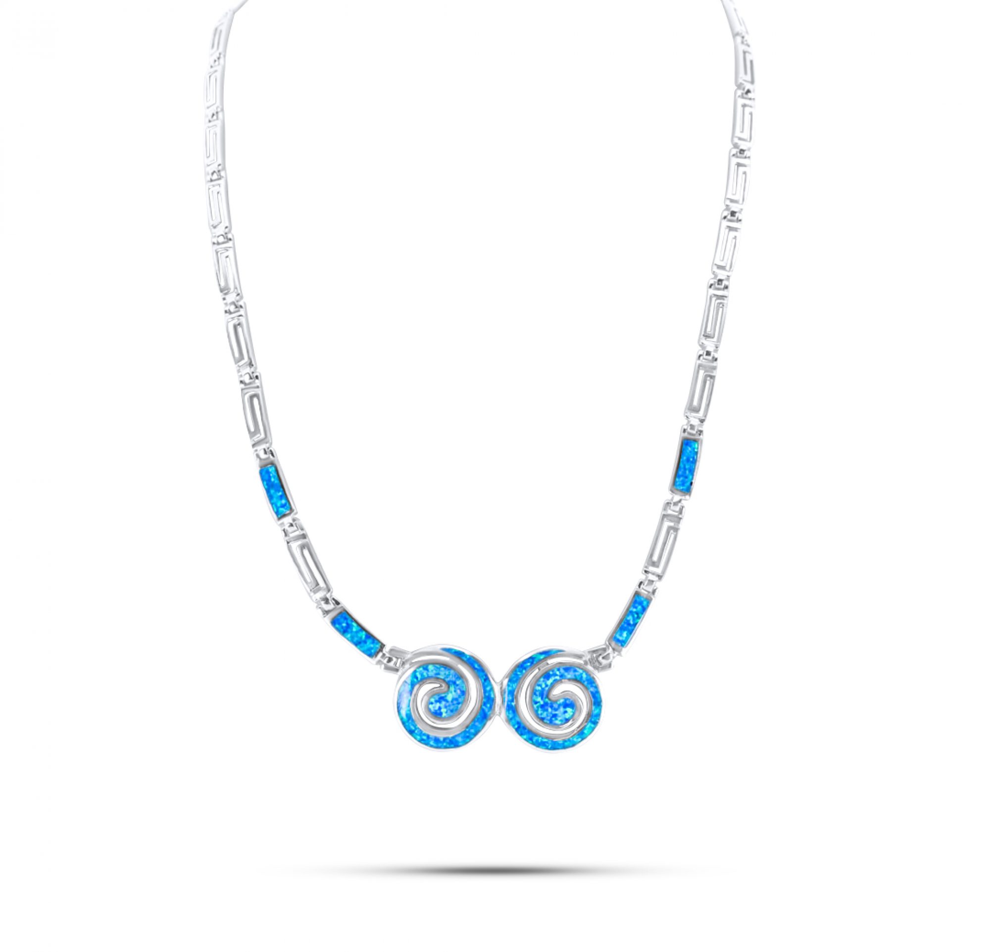 Κολιέ με σπείρες με πέτρες όπαλ και μαίανδρο