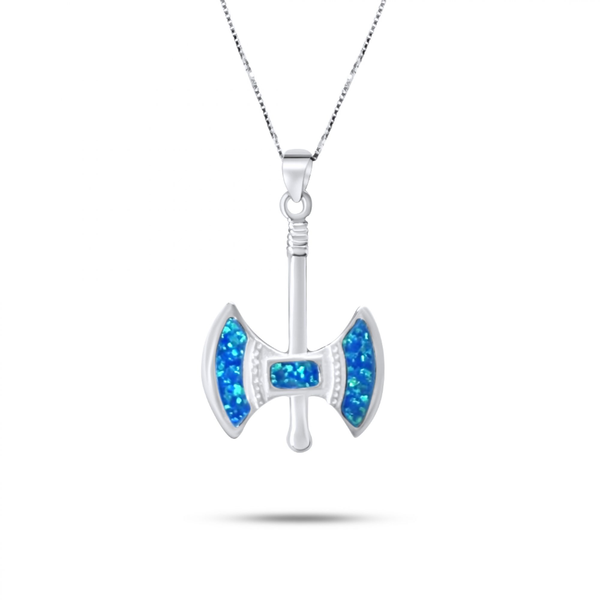 Κολιέ διπλός πέλεκυς με πέτρες όπαλ