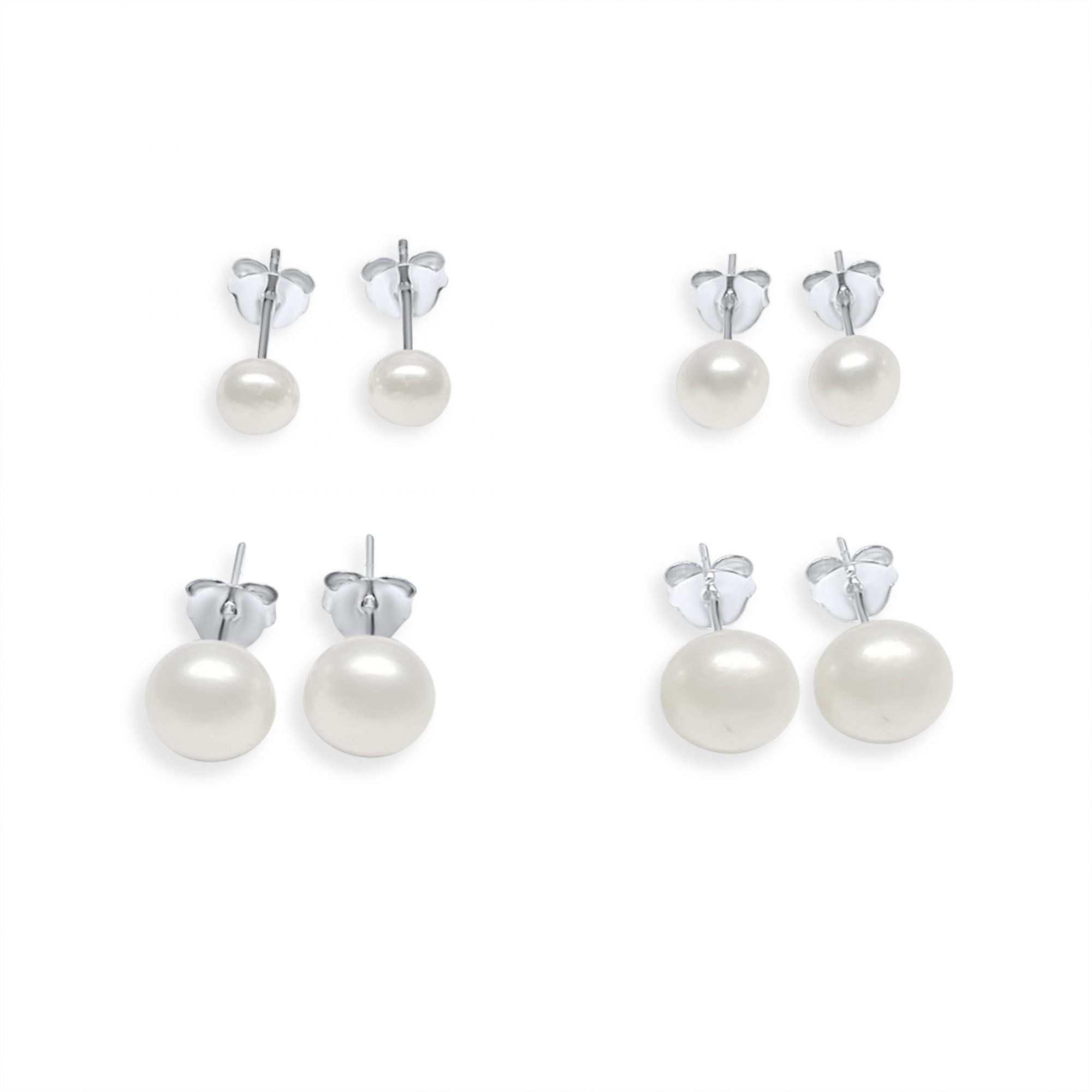 Silver stud earrings with pearls
