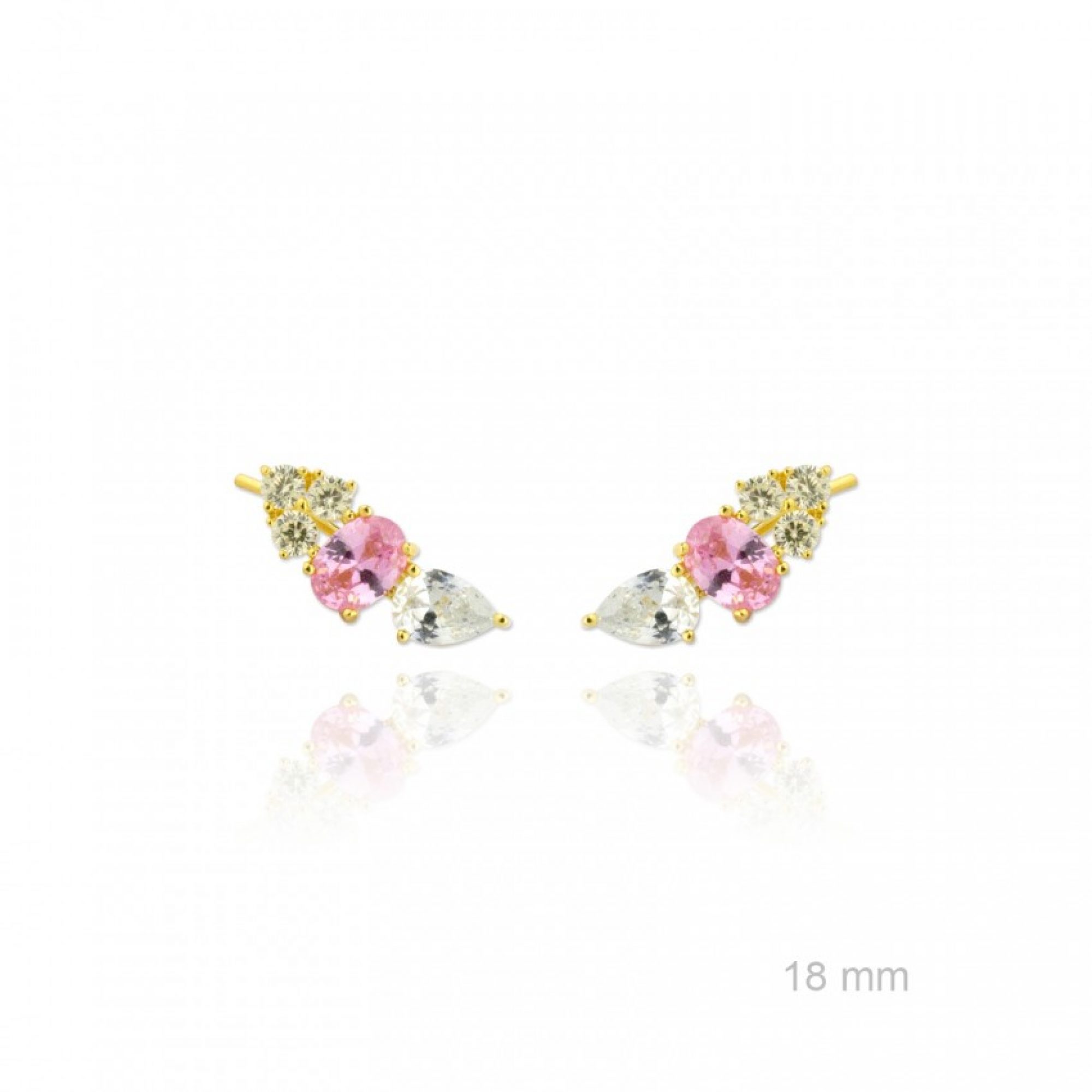 Σκουλαρίκια climbers με πέτρες ζιργκόν και ροζ κουάρτζ