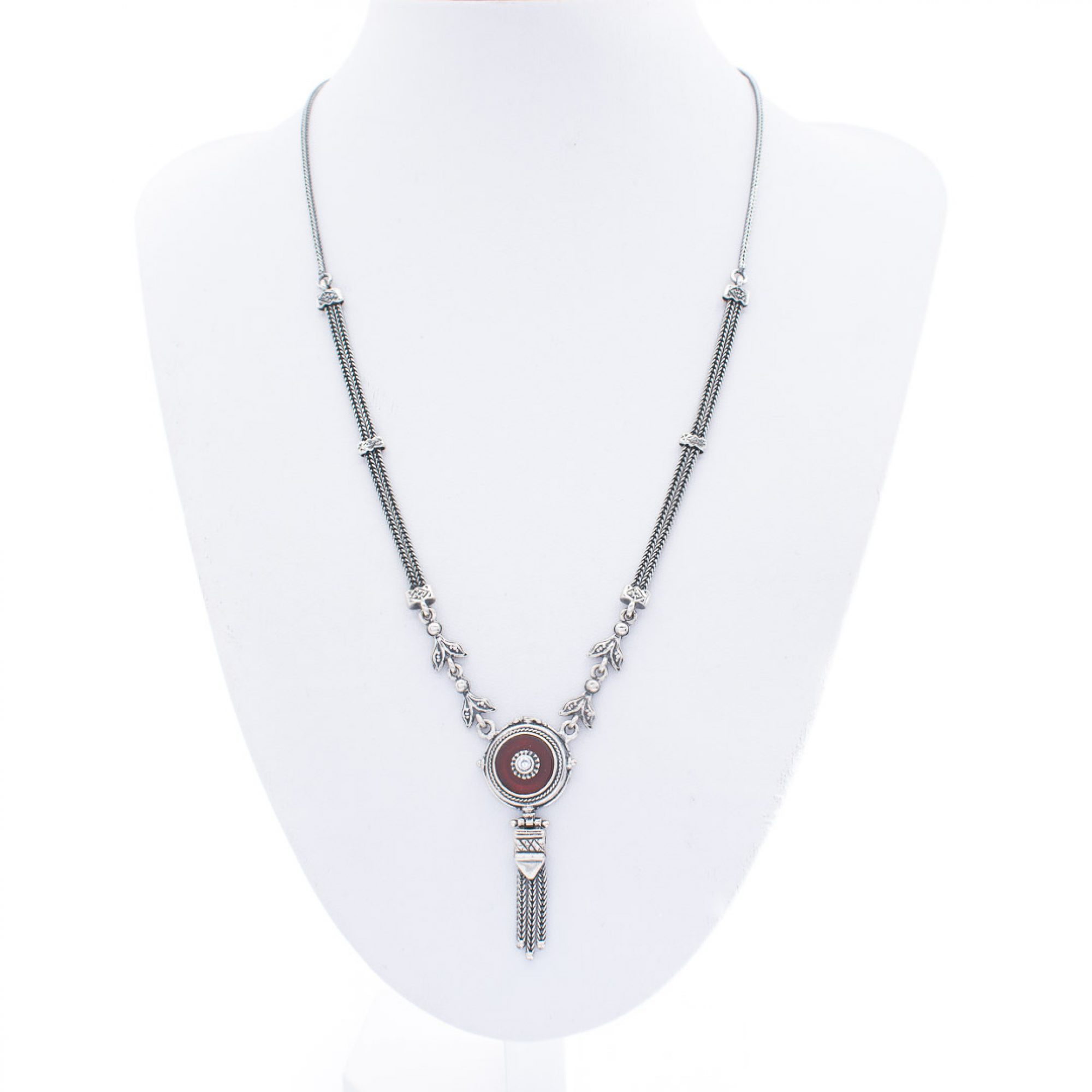 Οξειδωμένο κολιέ με πέτρες κορνεόλη και ζιργκόν