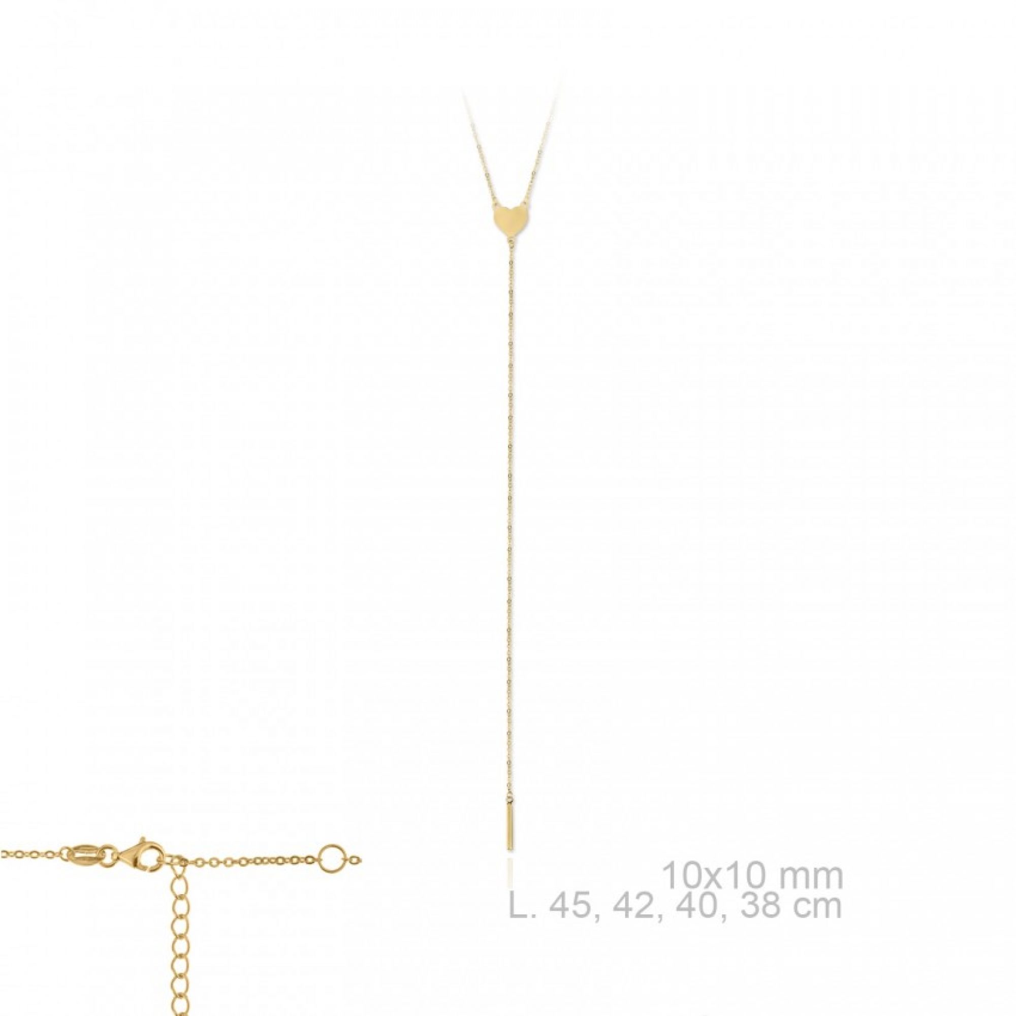 Επίχρυσο κολιέ σε στυλ Υ με καρδιά