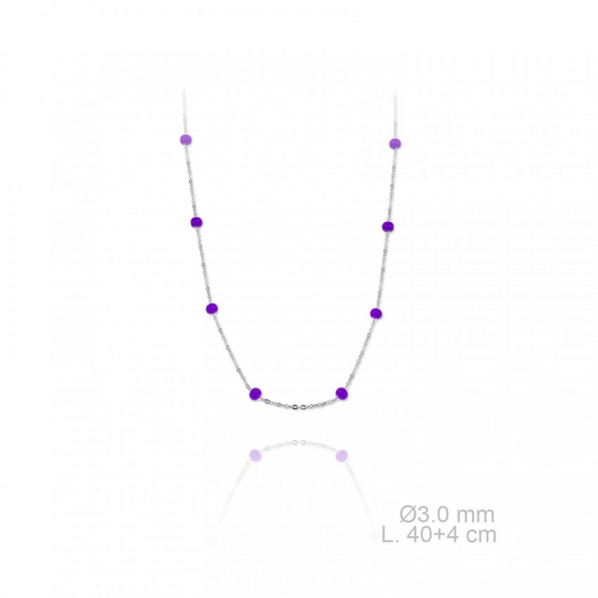 Κολιέ αλυσίδα με μωβ πέτρες