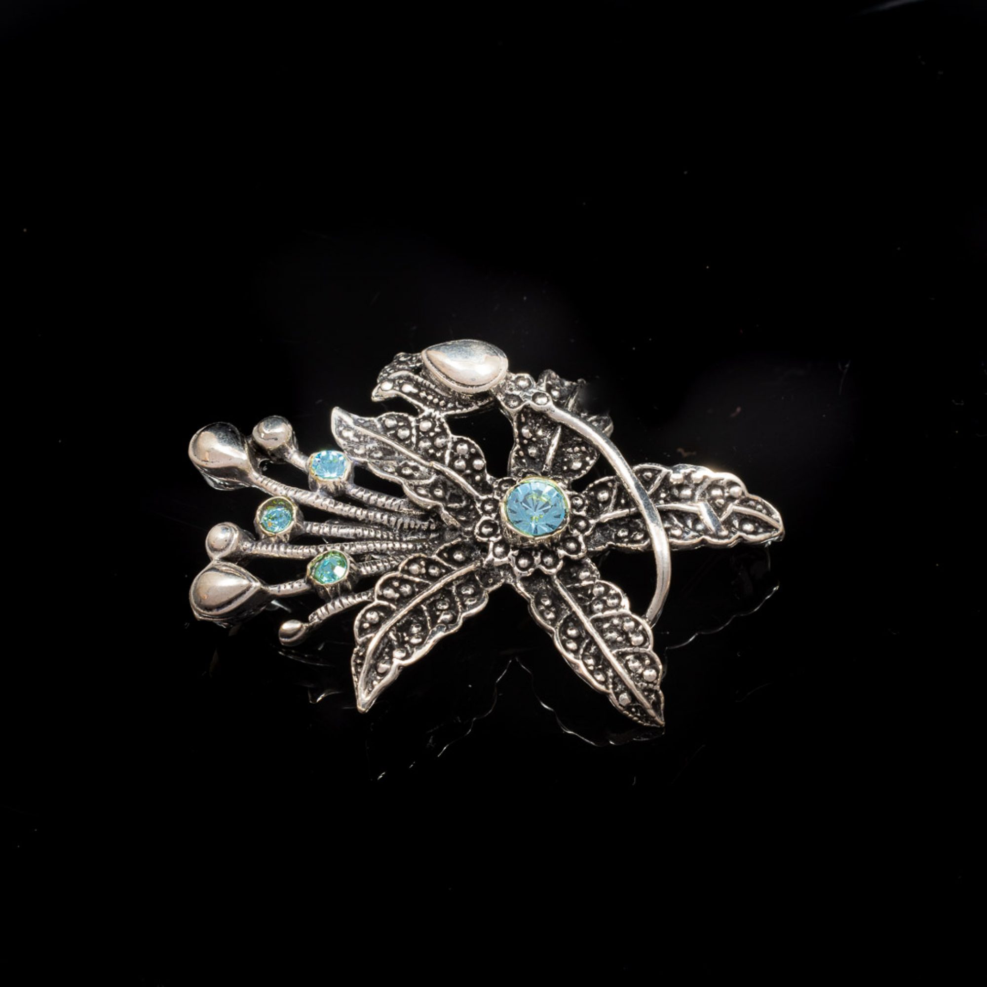 Καρφίτσα με πέτρες άκουα μαρίν