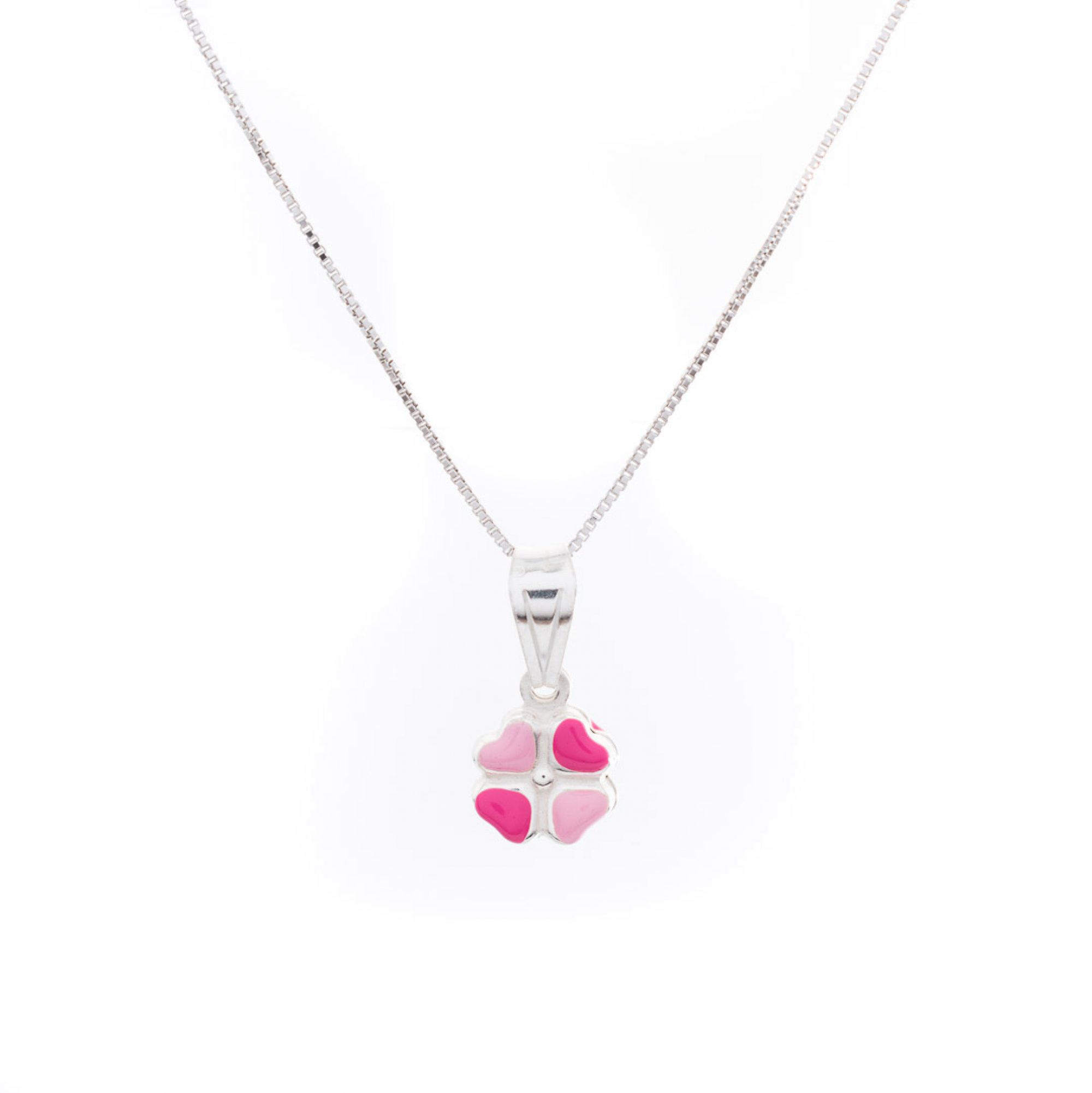 Κολιέ ροζ λουλούδι με σμάλτο