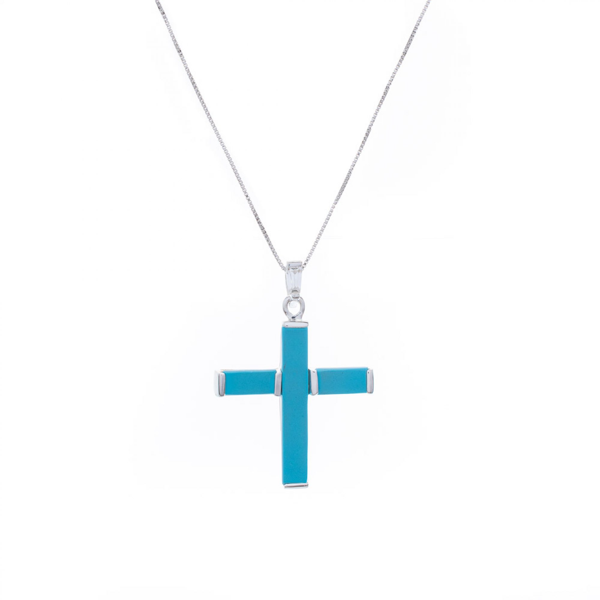 Cross pendant with natural turquoise stones