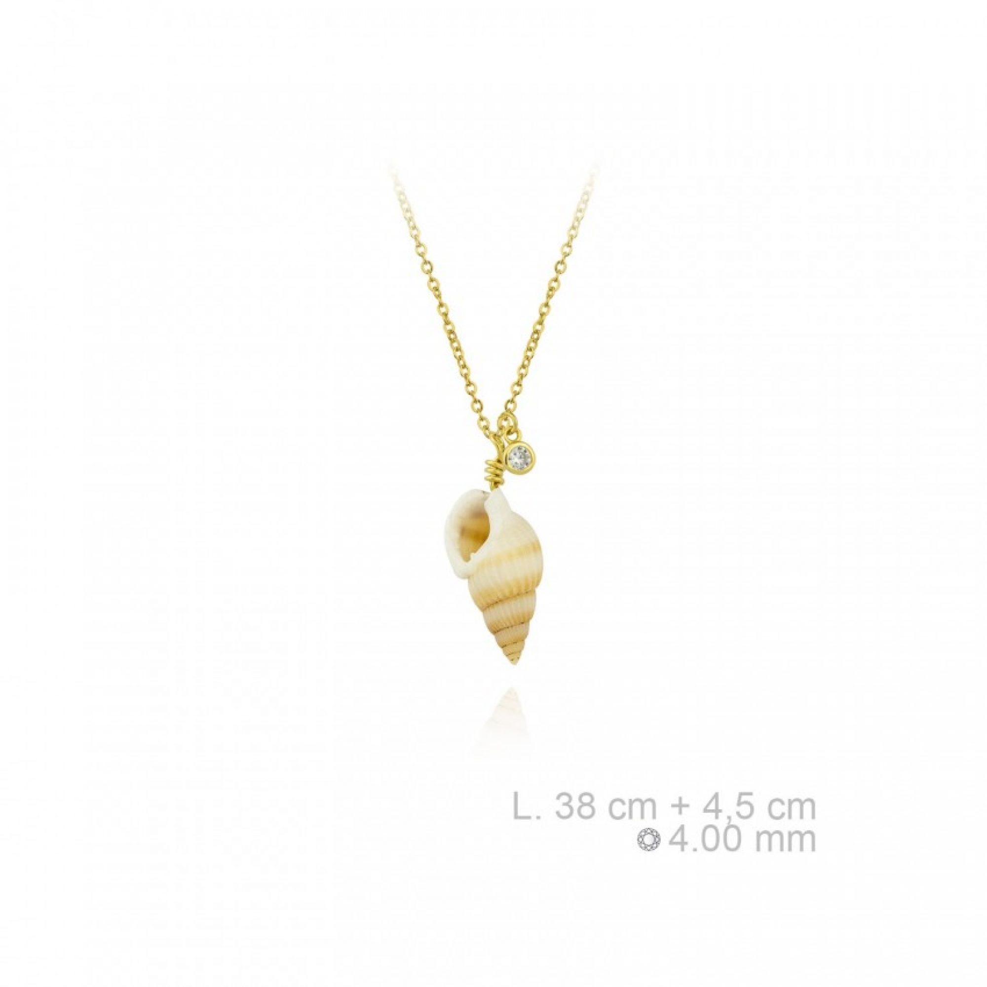 Κολιέ επίχρυσο με κοχύλι και ζιργκόν πέτρα