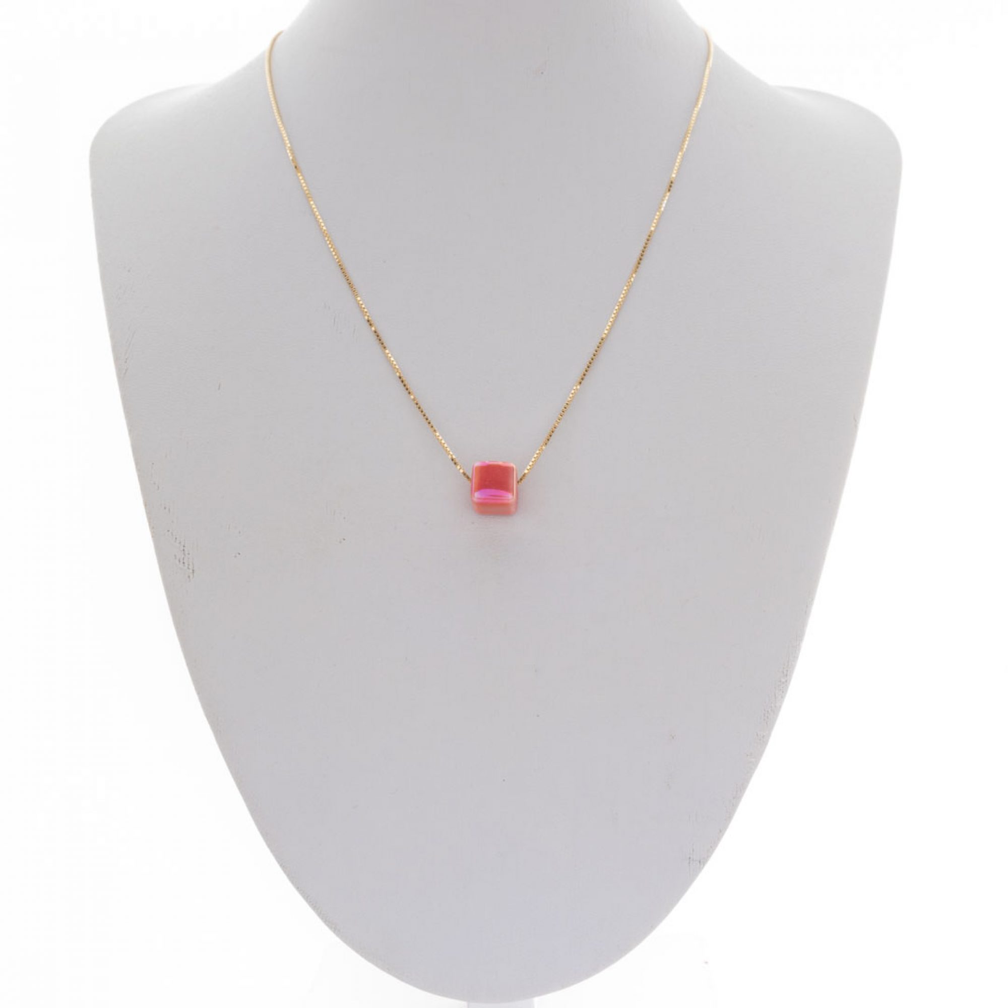 Gold plated peach bead necklace
