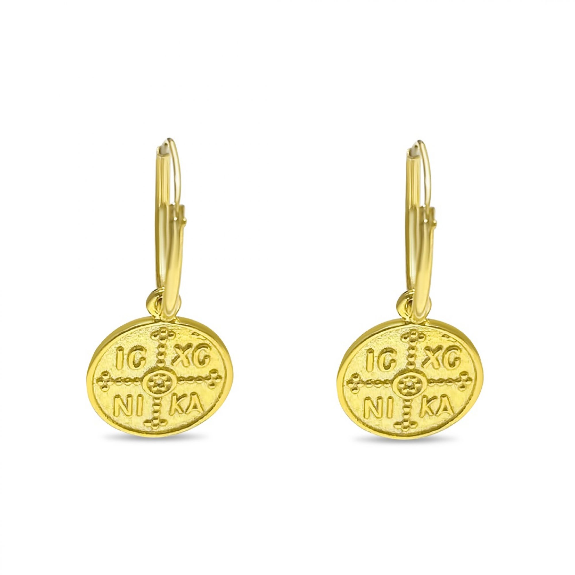 Gold plated constantine dangle earrings