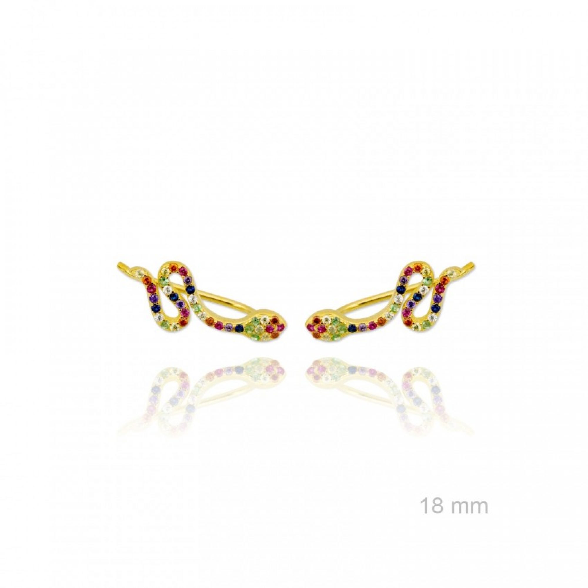 Σκουλαρίκια climbers φιδάκι με πέτρες ζιργκόν επίχρυσα