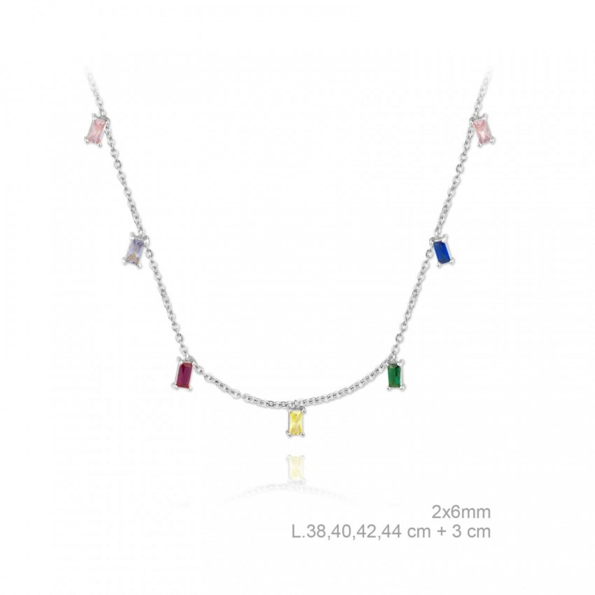 Silver necklace with coloured stones
