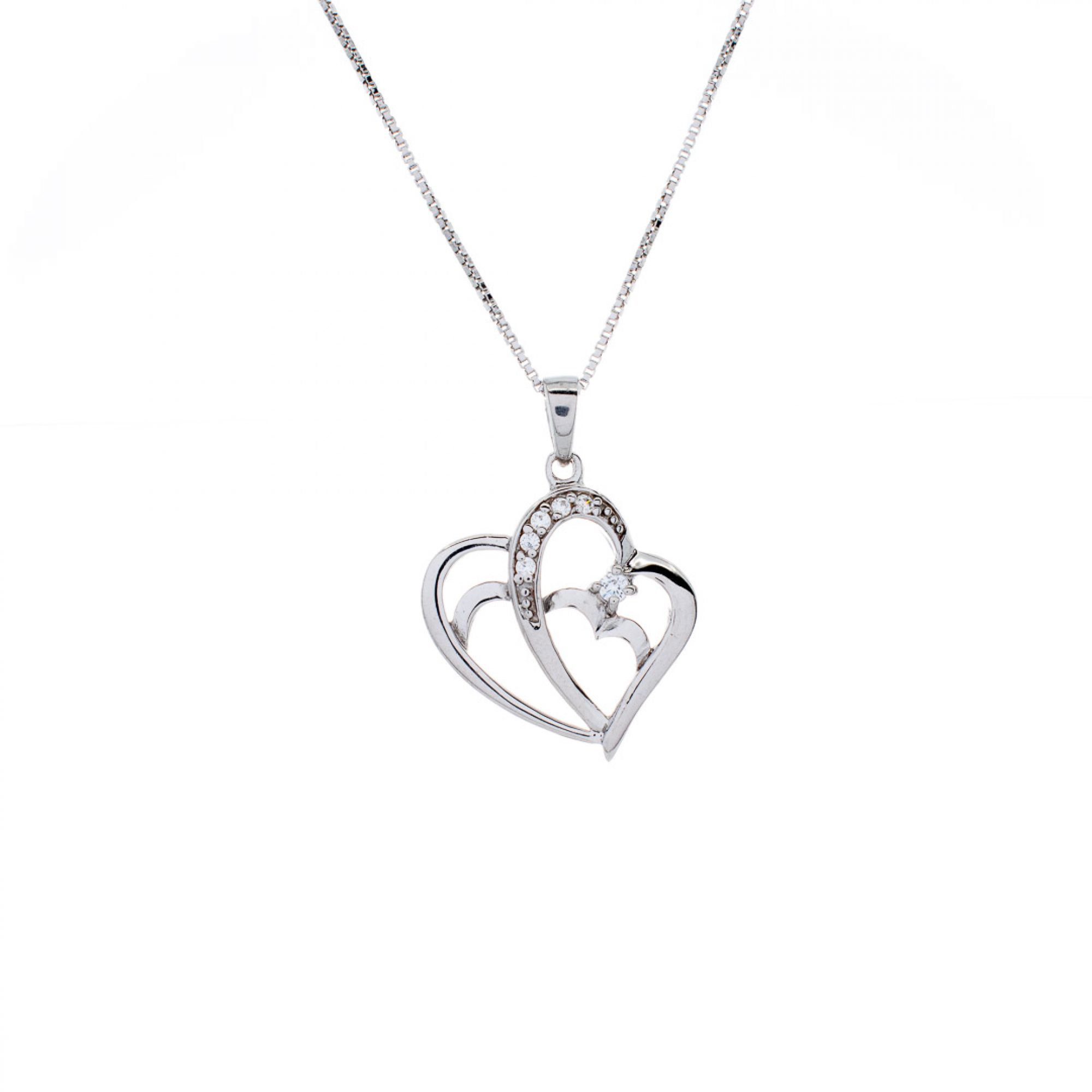 Κολιέ καρδιά με ζιργκόν πέτρες