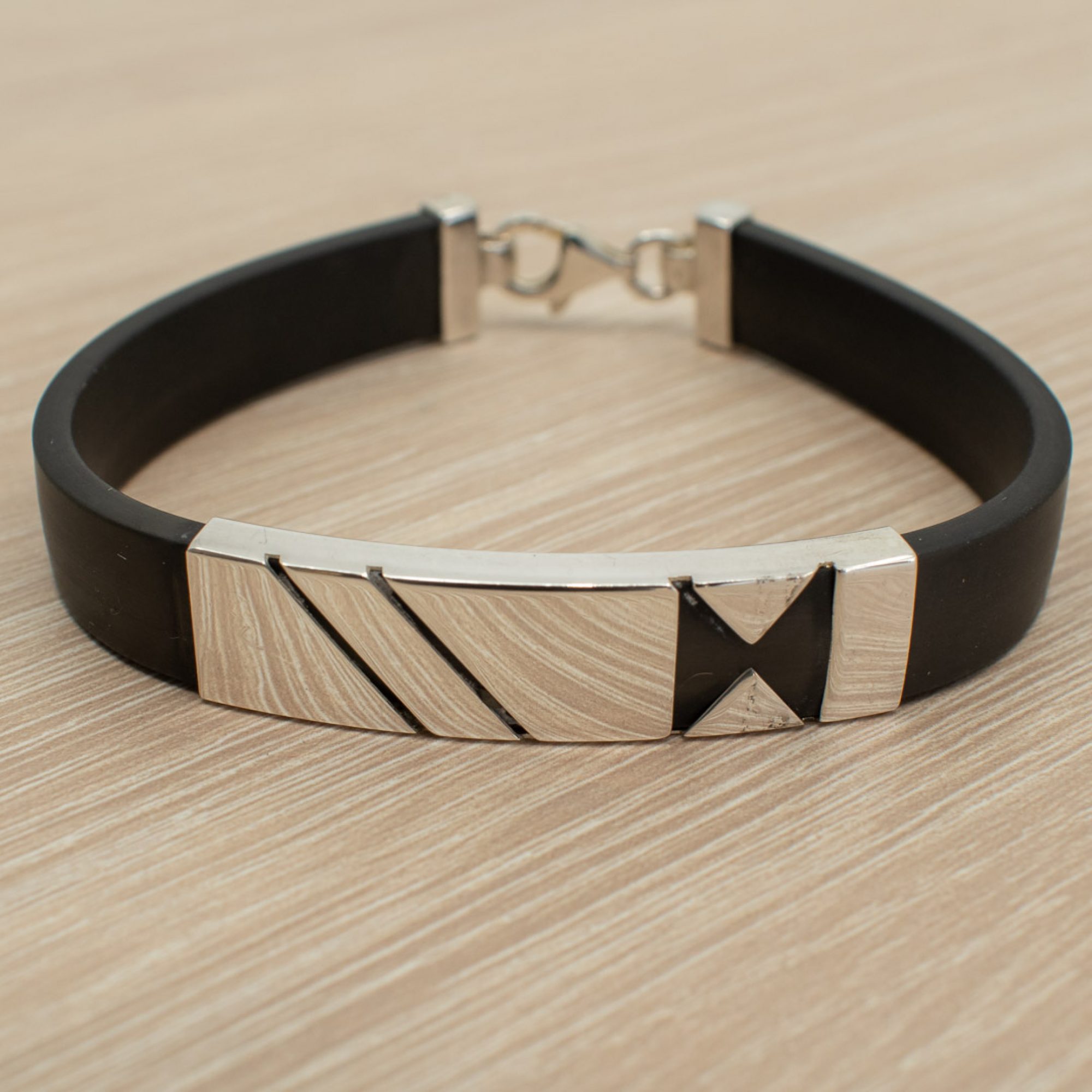 Βραχιόλι καουτσούκ ασήμι