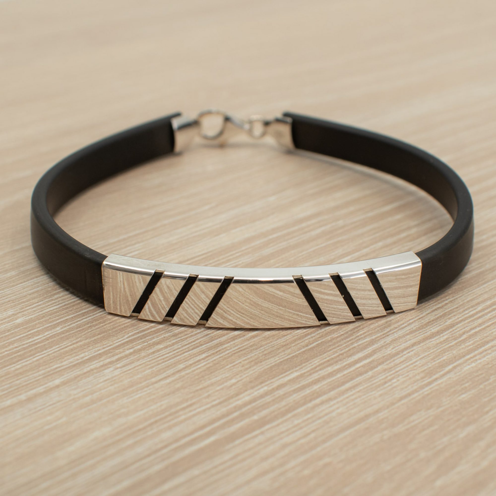 Βραχιόλι καουτσούκ ασήμι