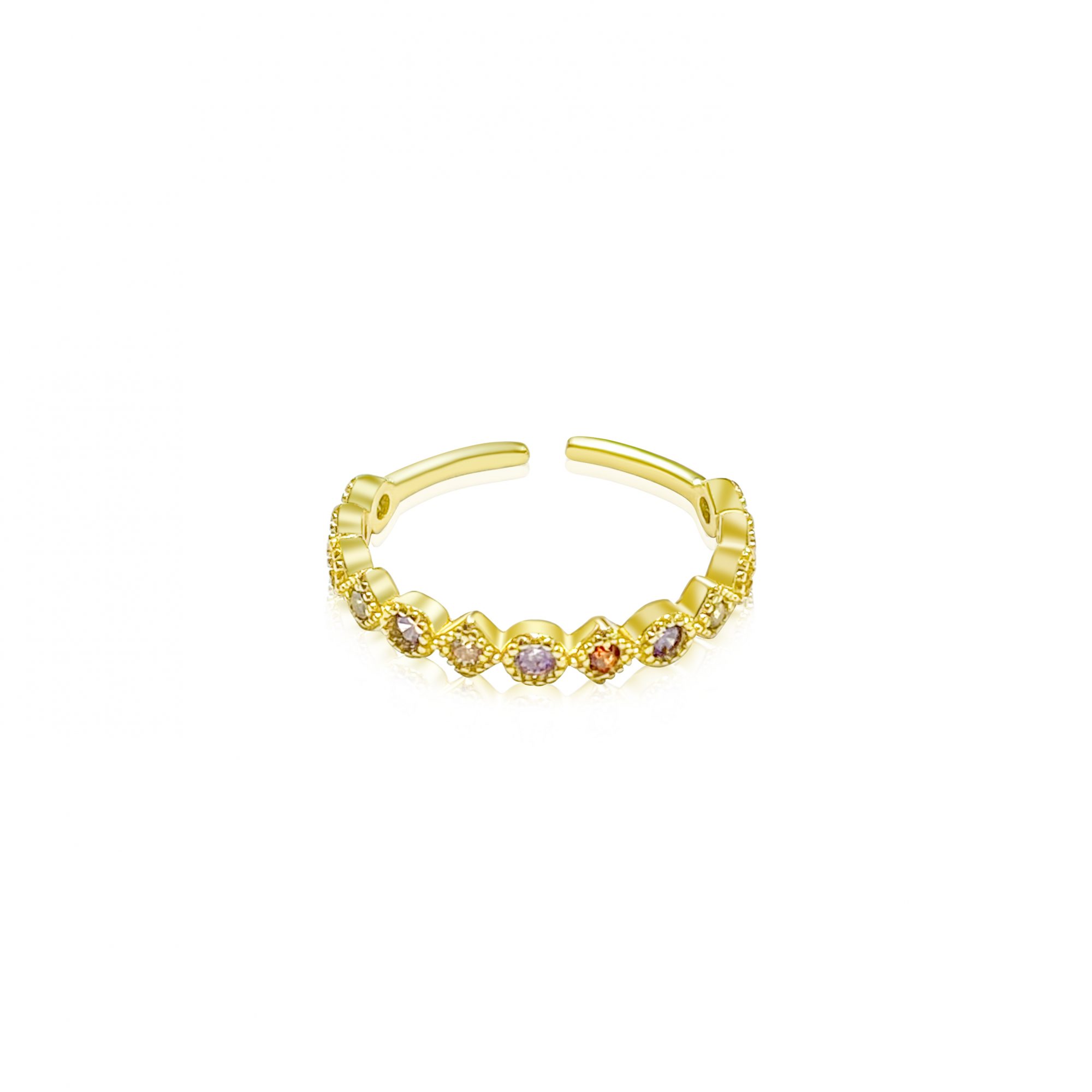 Gold plated ring with natural zircon stones