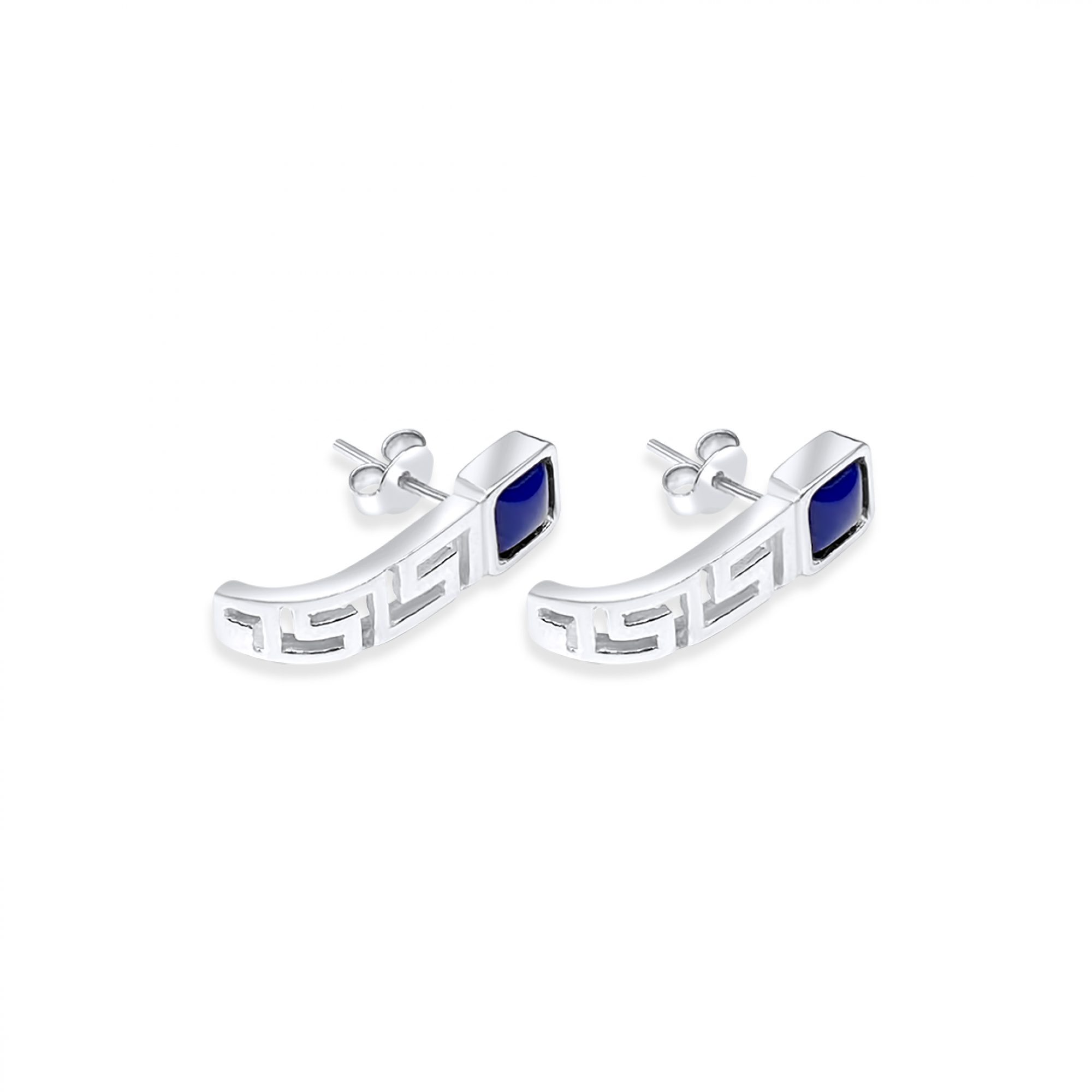 Meander earrings with lapis lazuli stones